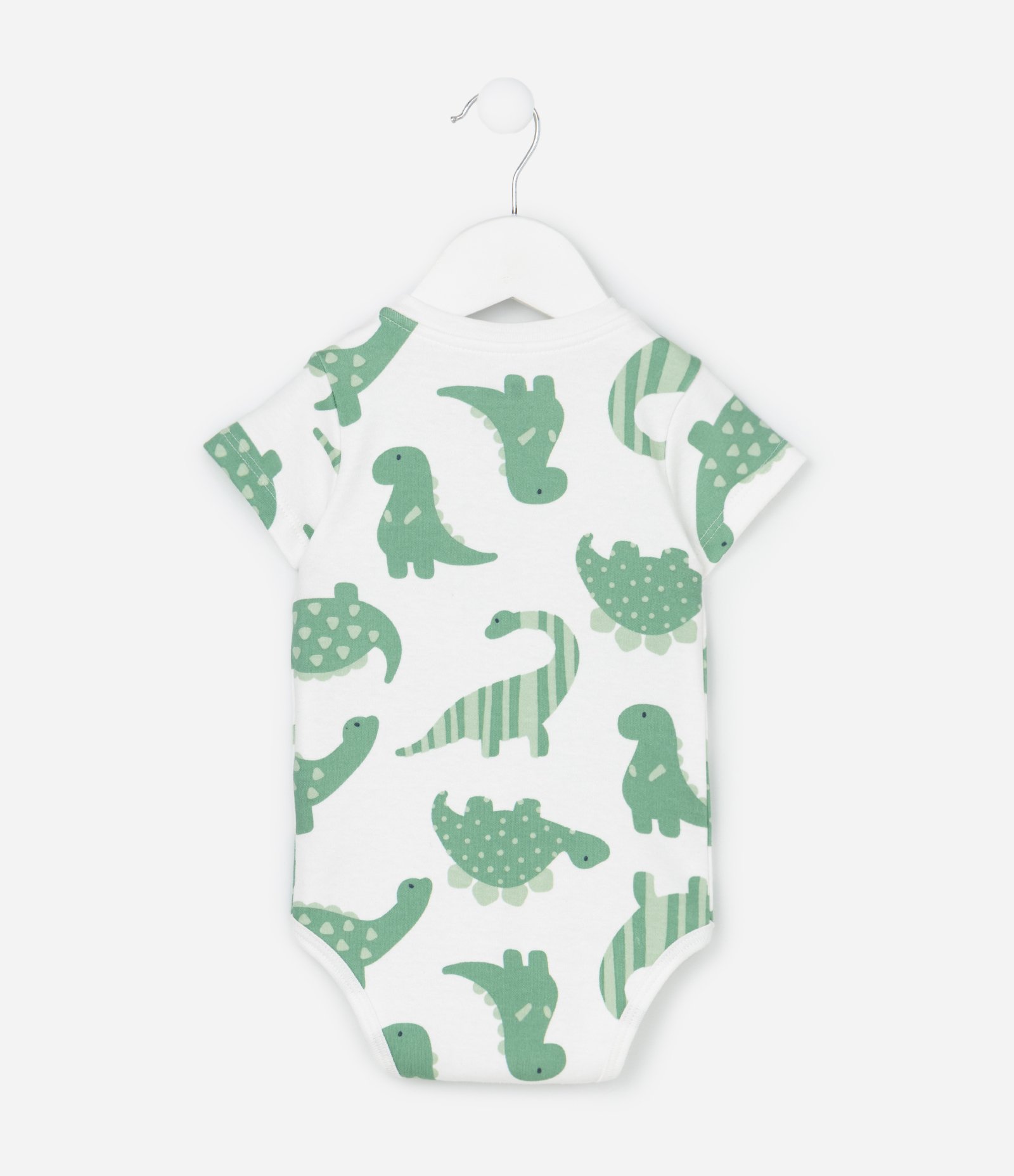 Conjunto Infantil em Suedine Com Estampa de Dinossauro - Tam RN a 18 Meses Branco/Verde 4