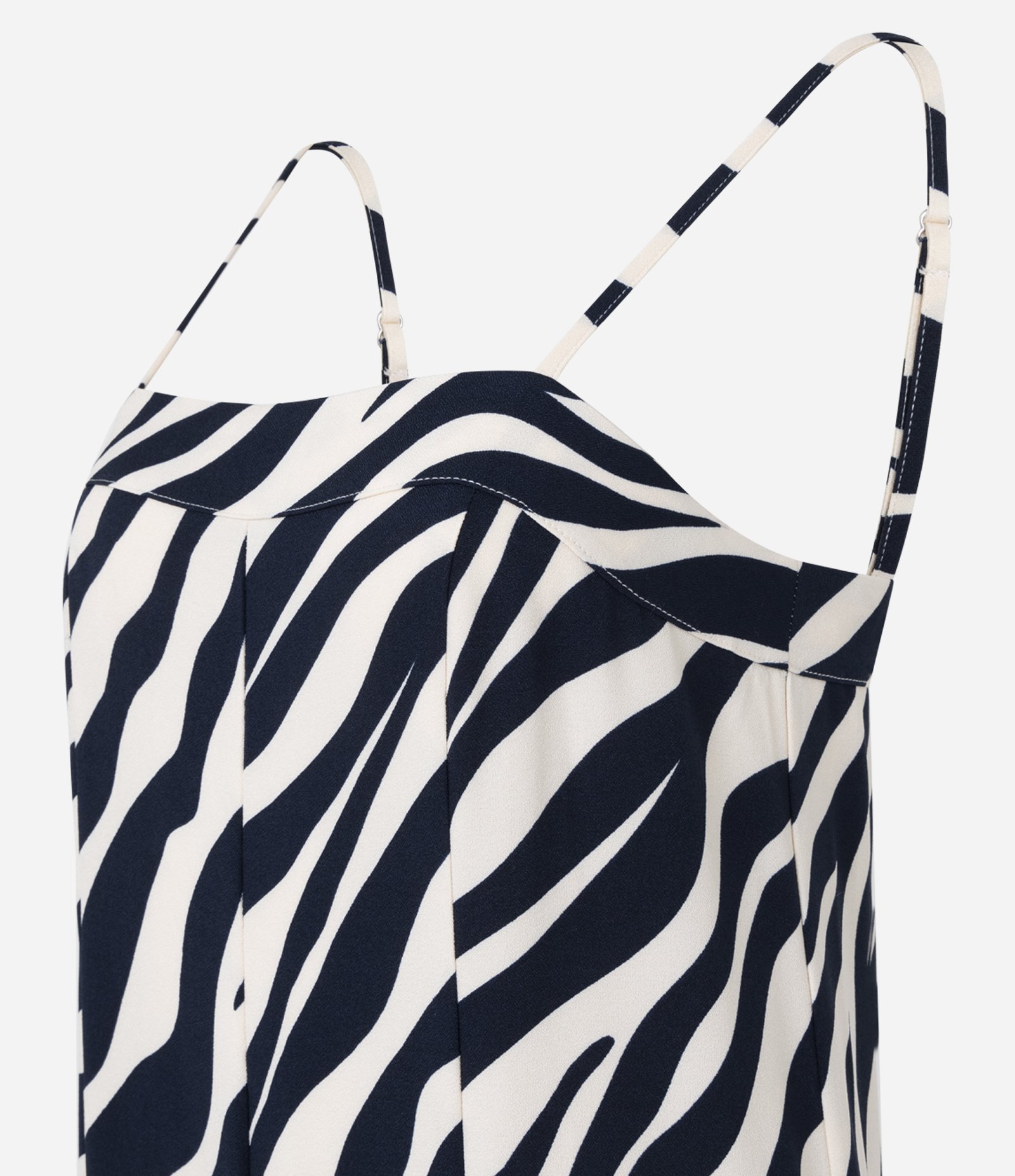 Macacão Wide Leg Alfaiatado em Crepe com Estampa Zebra Azul Marinho/Bege 2
