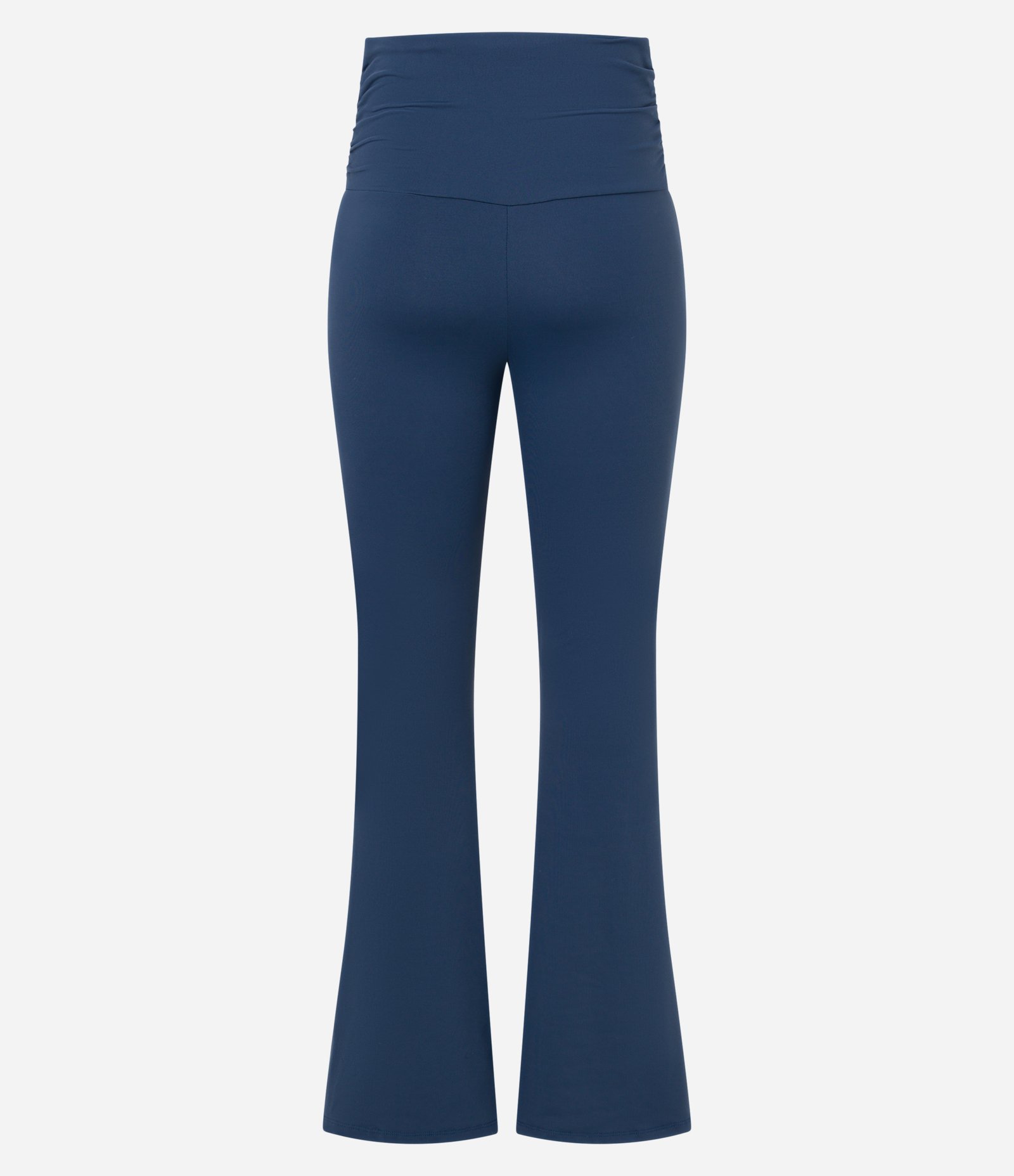 Calça Flare com Pala em Microfibra Azul 7