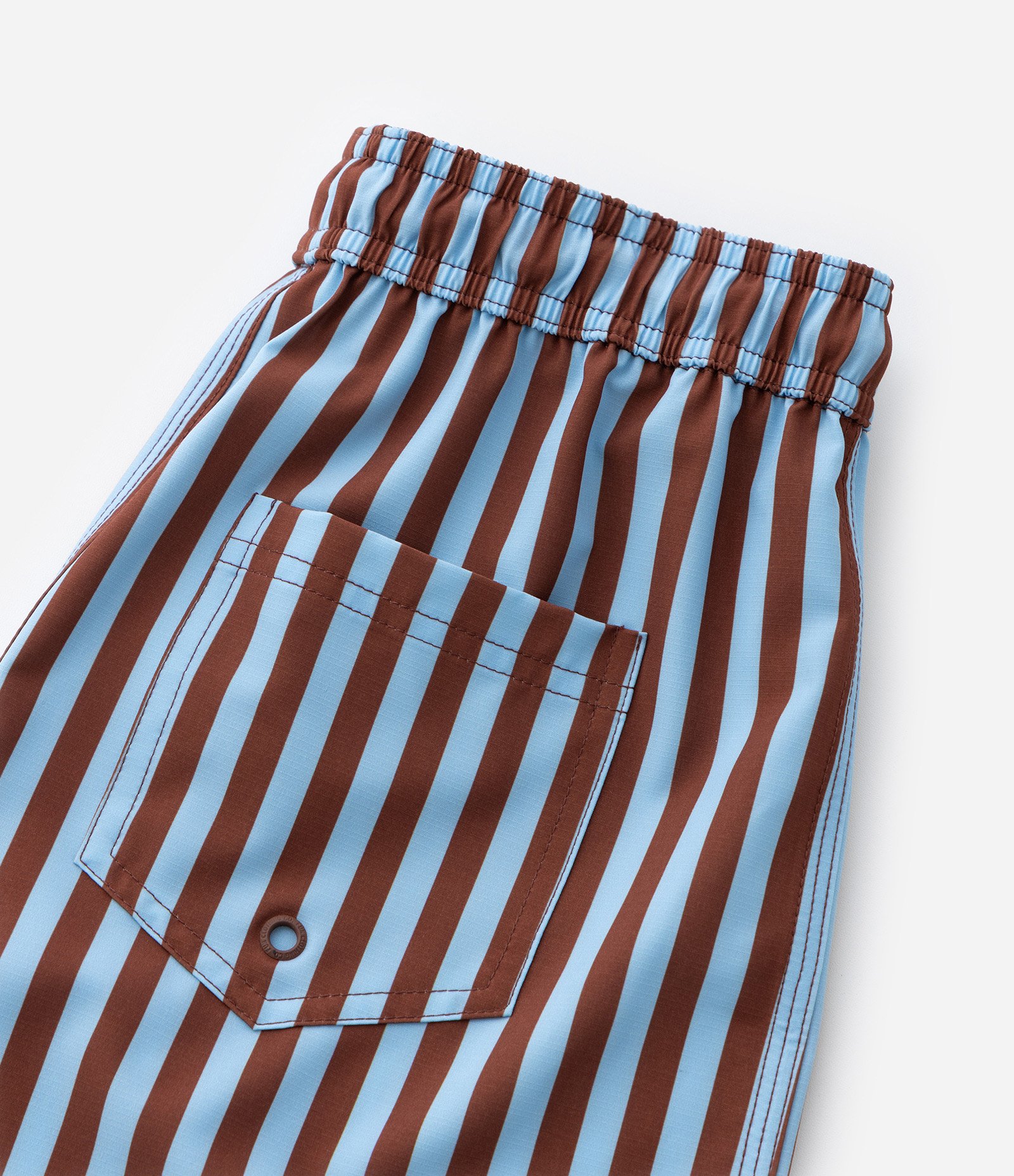 Bermuda Infantil de Banho em Rip Stop Listrada - Tam 5 a 14 Anos Marrom/Azul 4