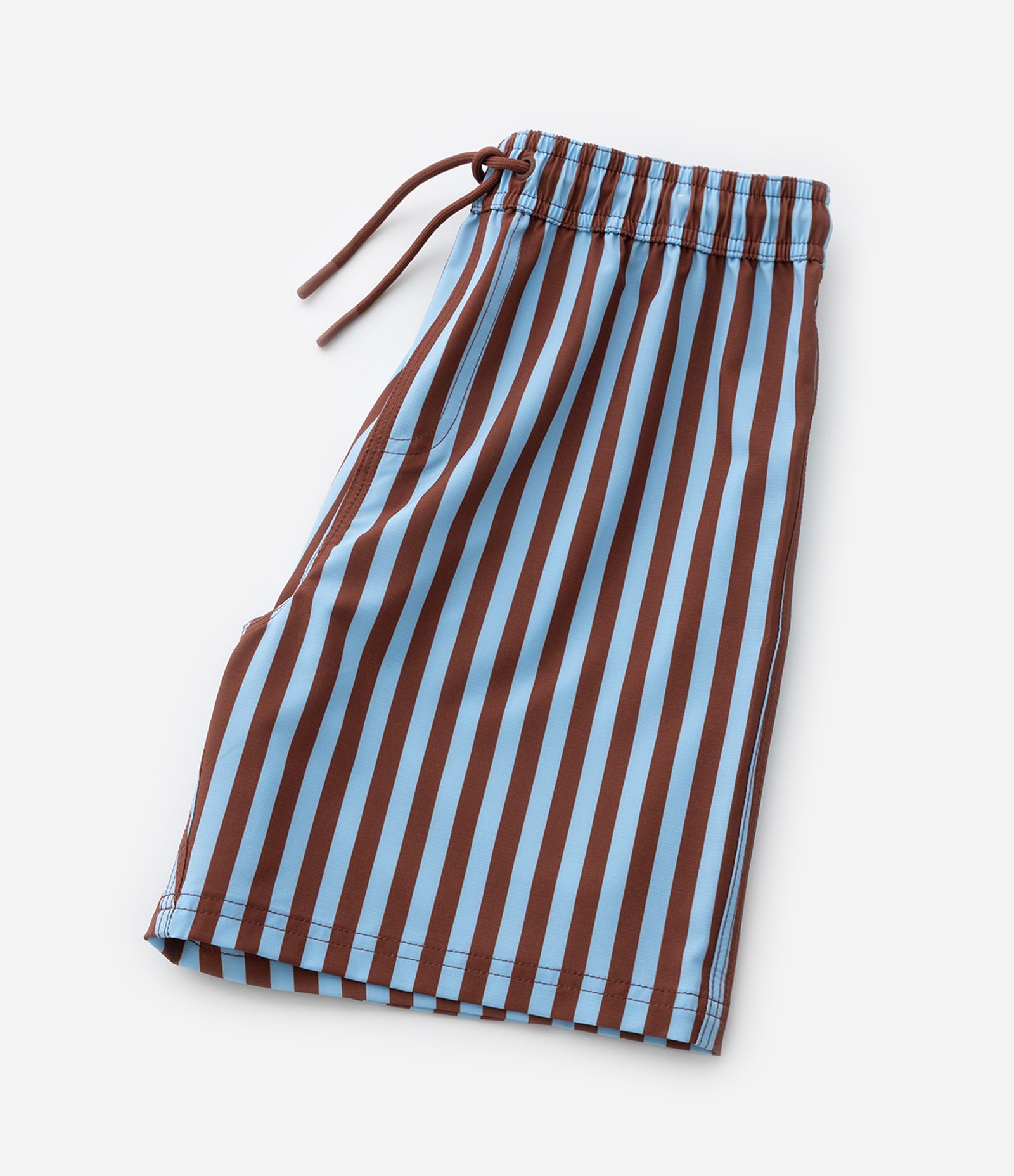 Bermuda Infantil de Banho em Rip Stop Listrada - Tam 5 a 14 Anos Marrom/Azul 5