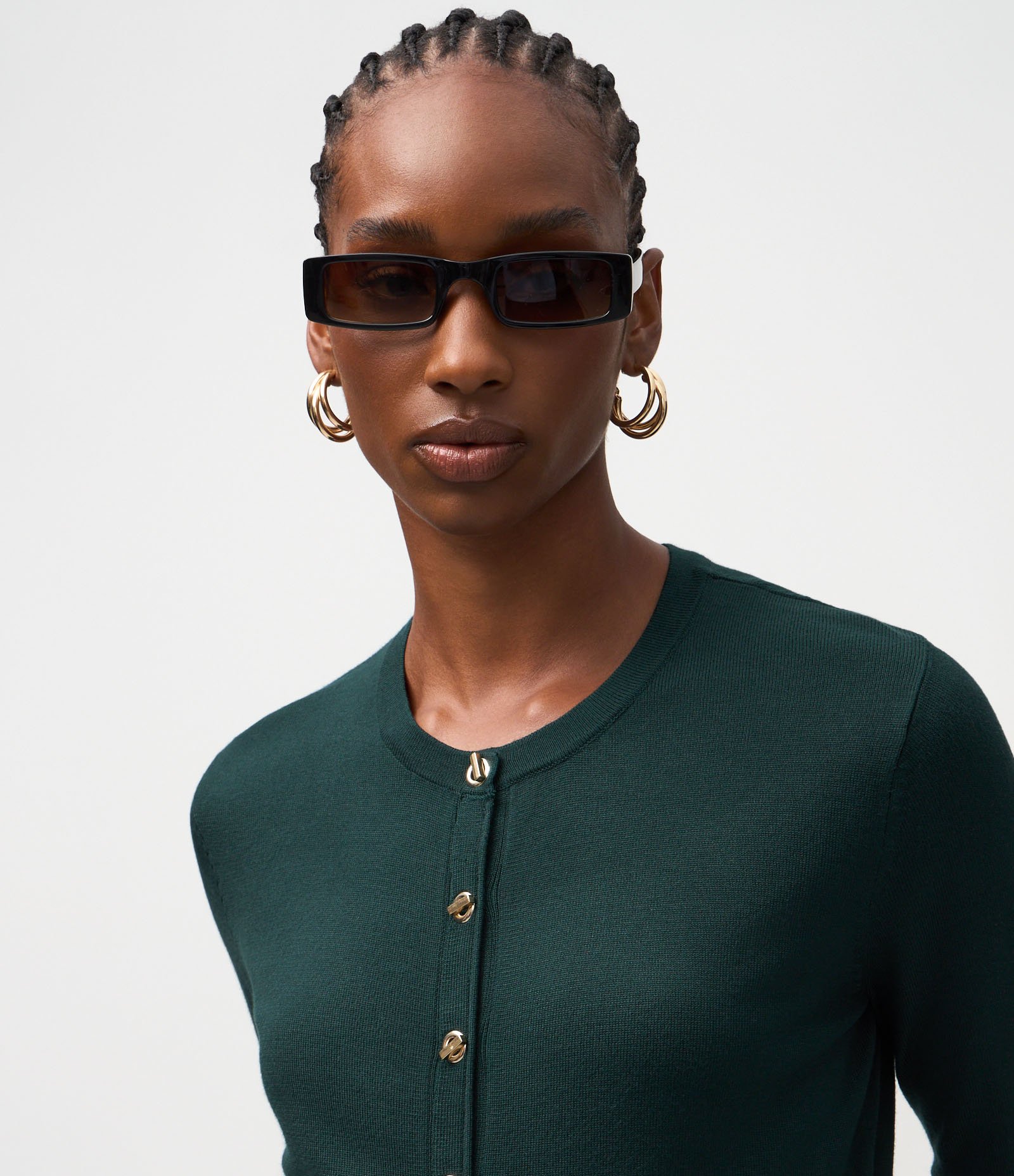 Cardigan Regular em Tricô com Botões e Modelagem Verde 3