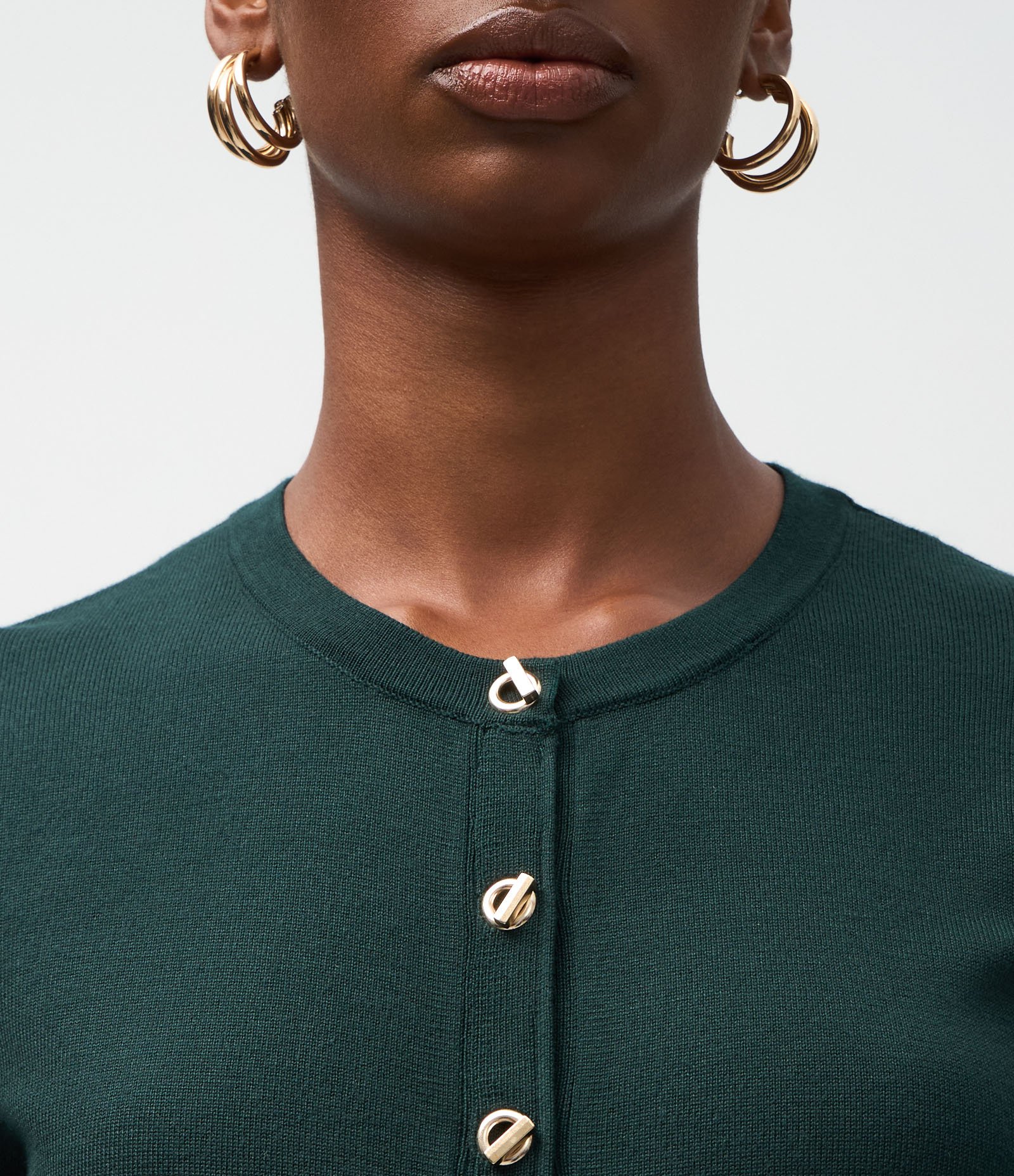 Cardigan Regular em Tricô com Botões e Modelagem Verde 4