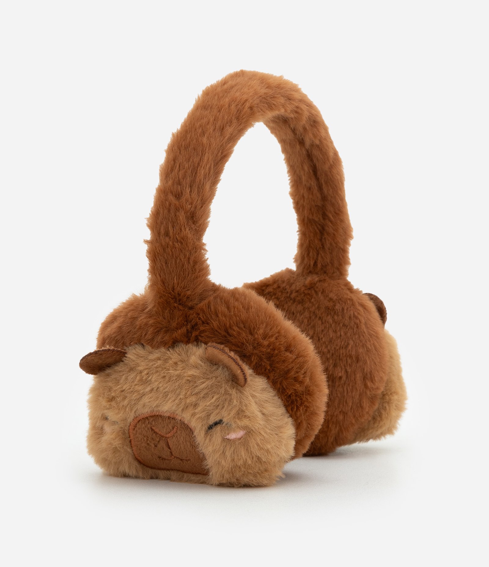 Protetor de Orelhas Infantil em Pelúcia com Capivara 3D – Tam U Marrom 1