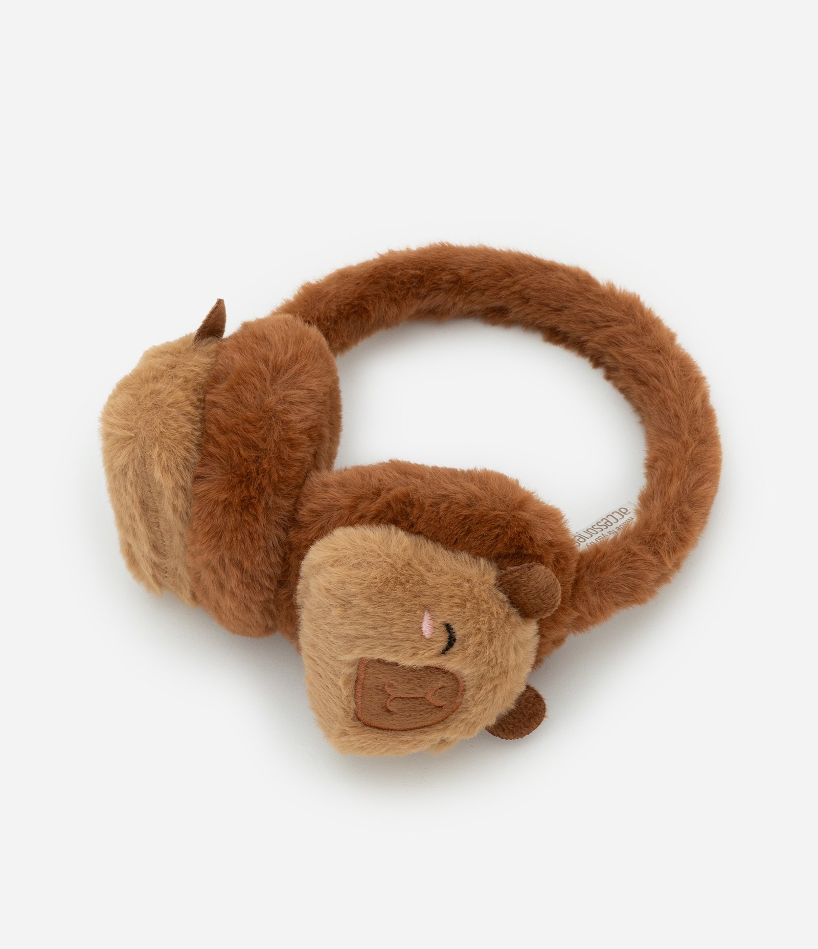 Protetor de Orelhas Infantil em Pelúcia com Capivara 3D – Tam U Marrom 2