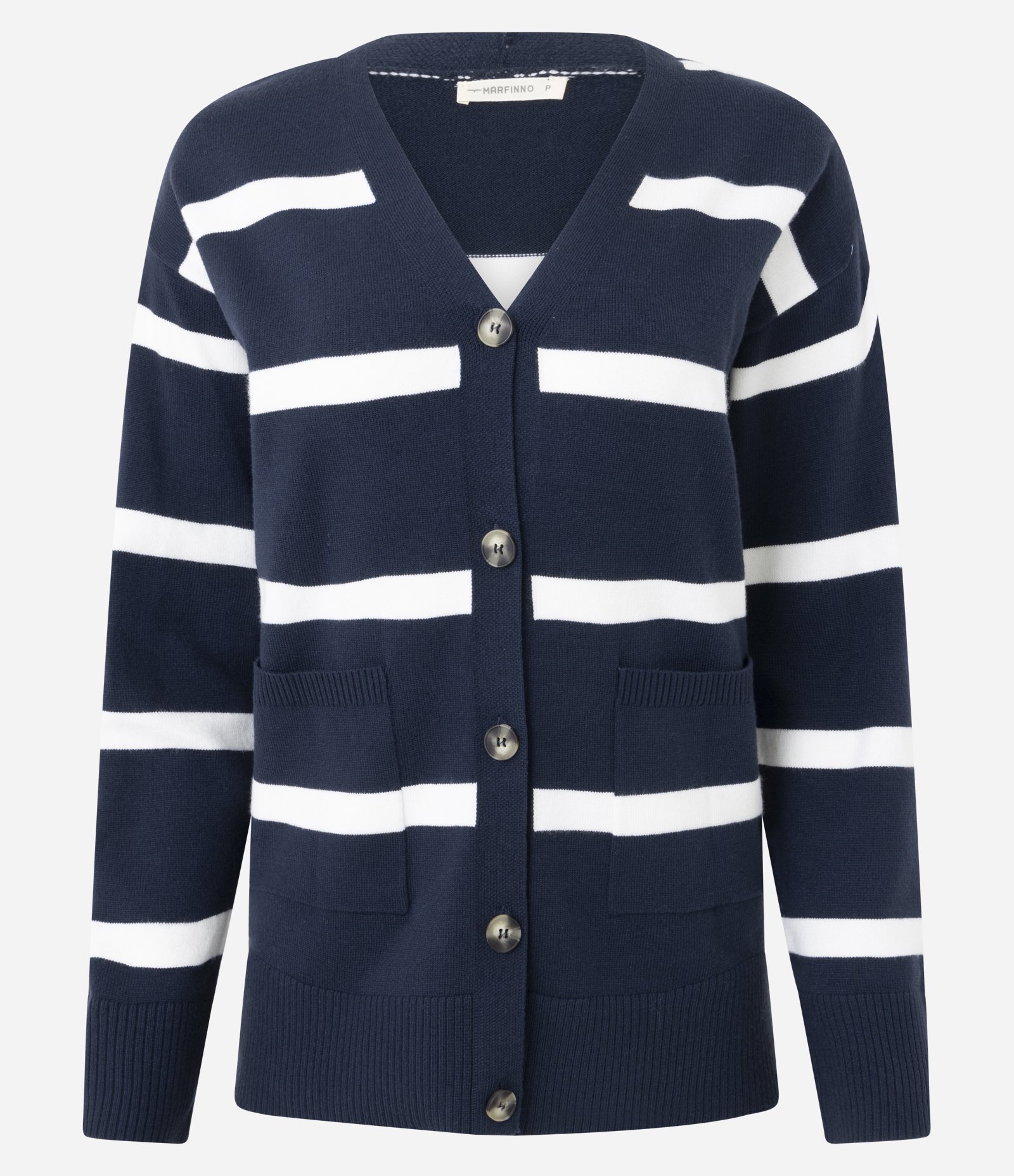 Cardigan em Tricô com Estampa Listrada Azul 5