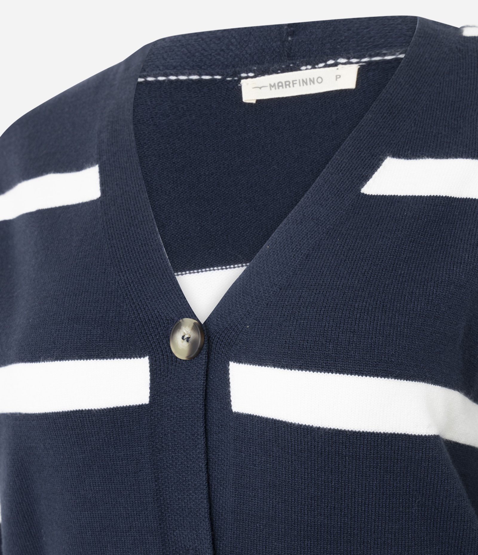 Cardigan em Tricô com Estampa Listrada Azul 6