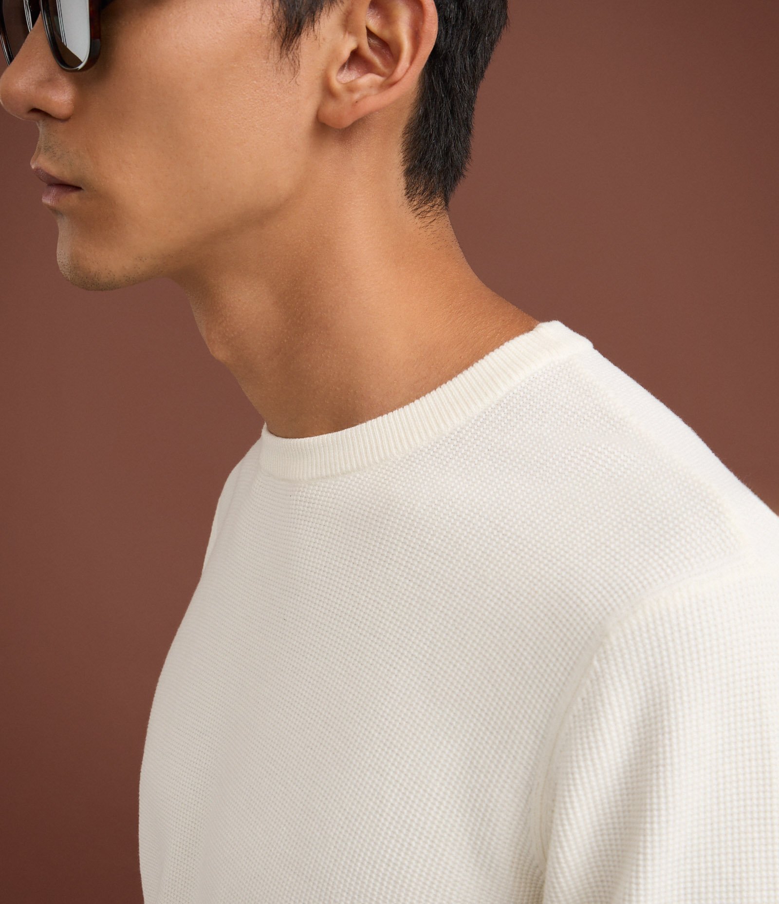 Suéter Texturizado em Piquet com Decote Canoa Off White 3