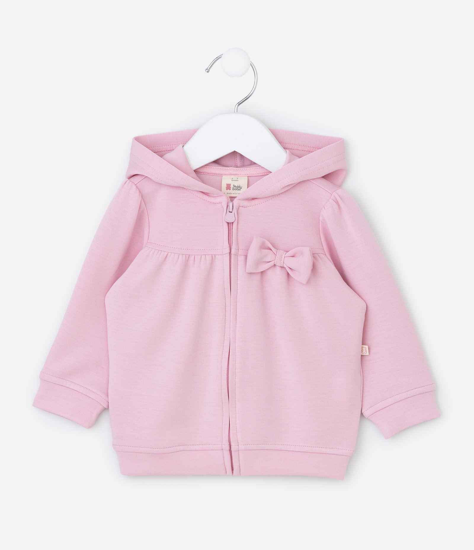 Jaqueta Infantil em Modal com Capuz e Laço - Tam 0 a 18 Meses Rosa 1