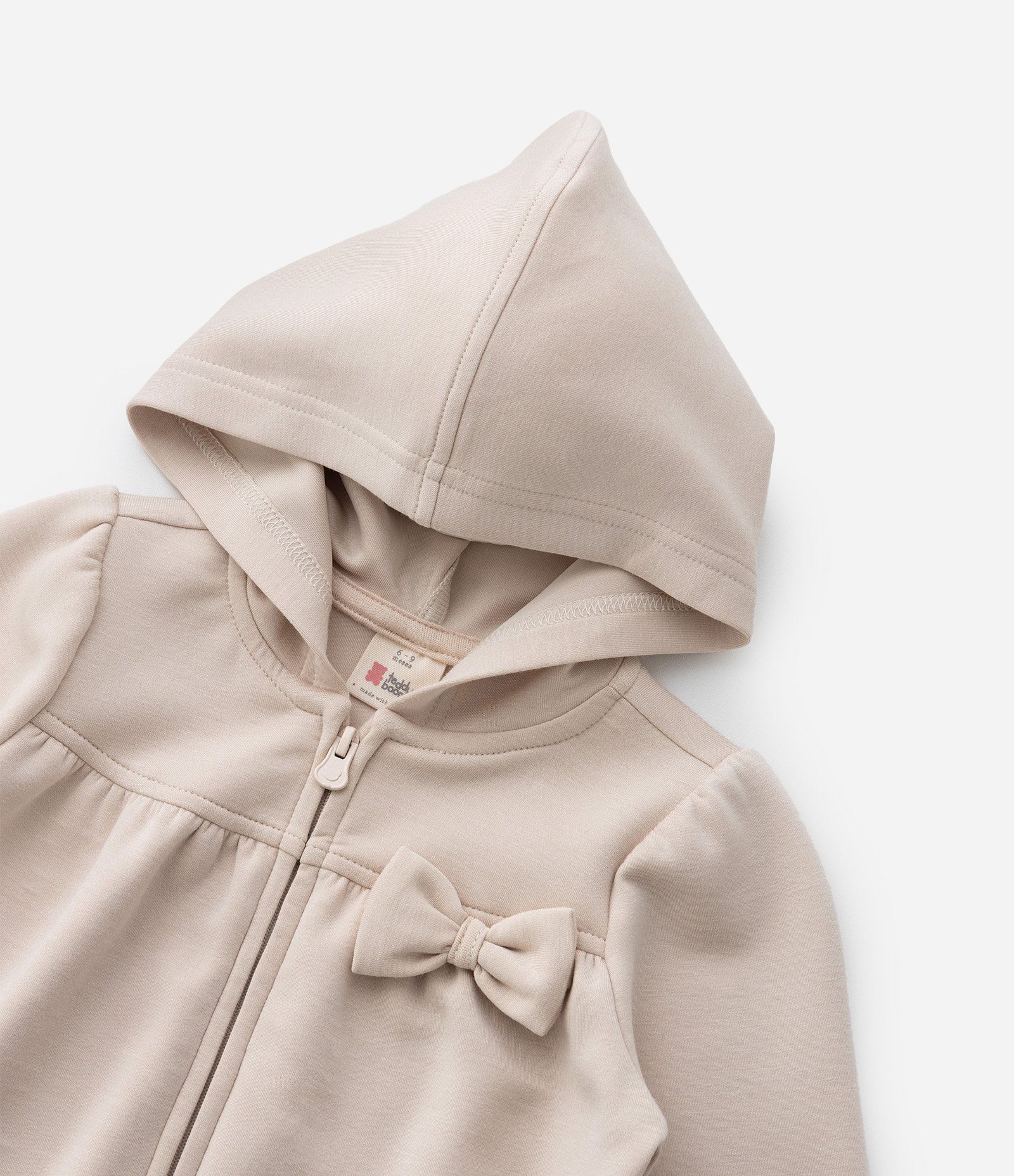 Jaqueta Infantil em Modal com Capuz e Laço - Tam 0 a 18 Meses Marrom 7