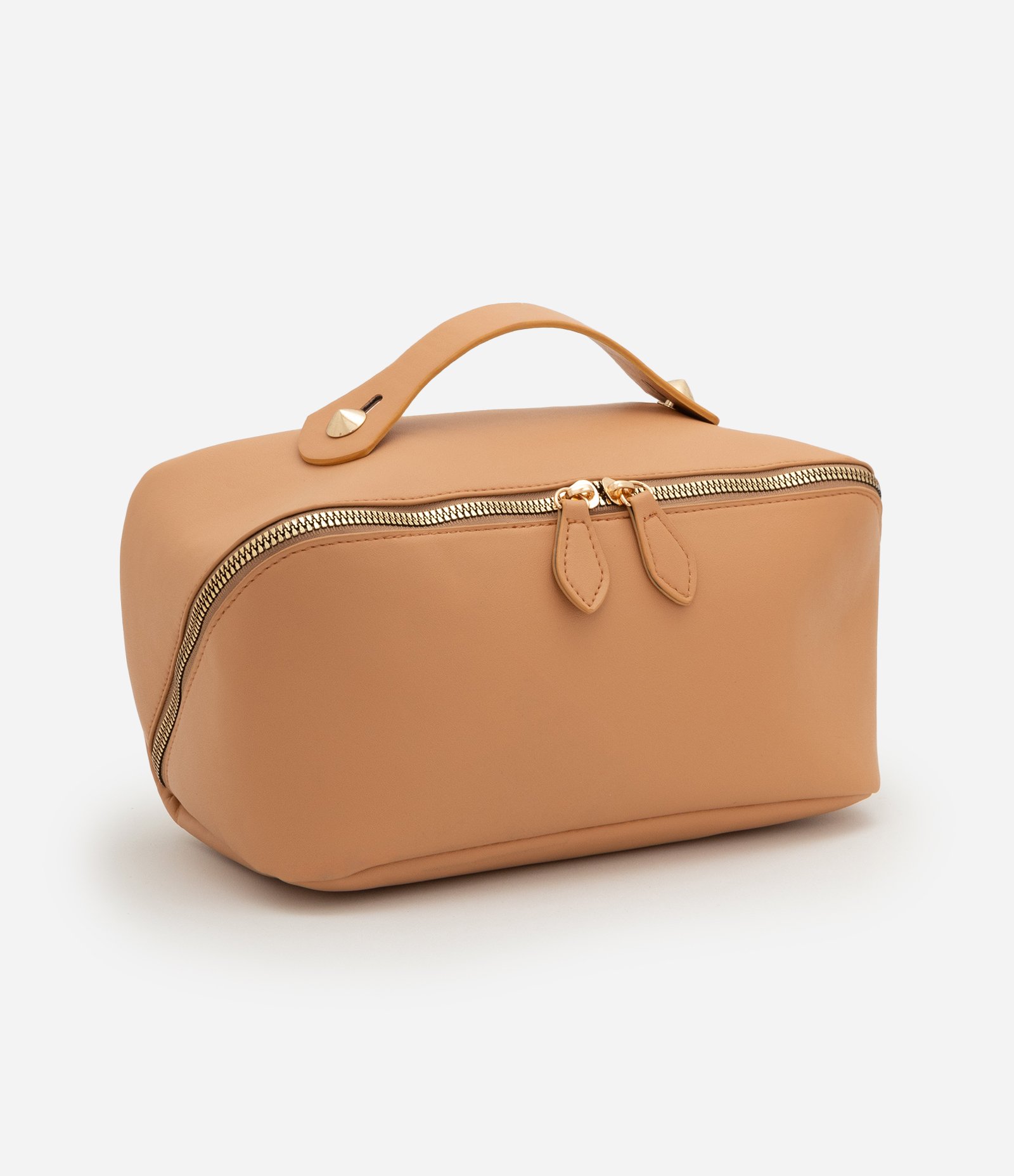 Nécessaire Baú em PU com Divisórias e Alça Marrom 1