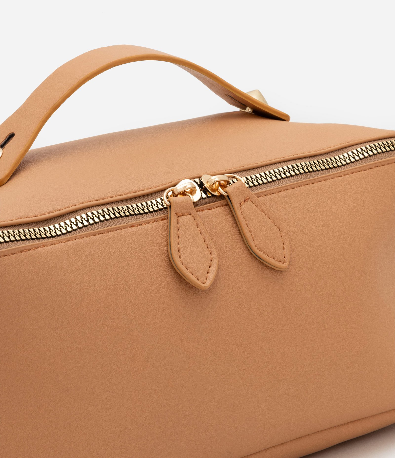 Nécessaire Baú em PU com Divisórias e Alça Marrom 4