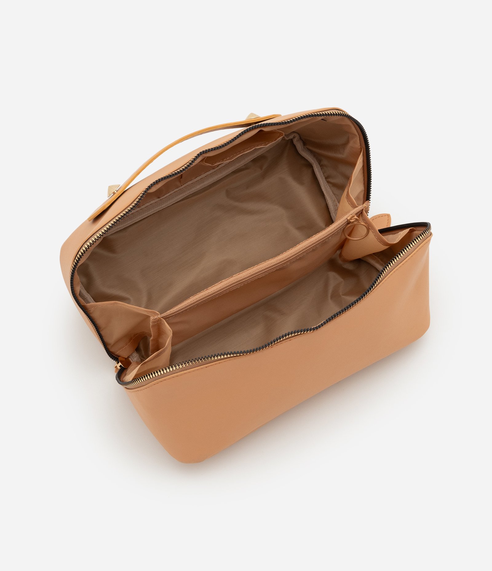 Nécessaire Baú em PU com Divisórias e Alça Marrom 5