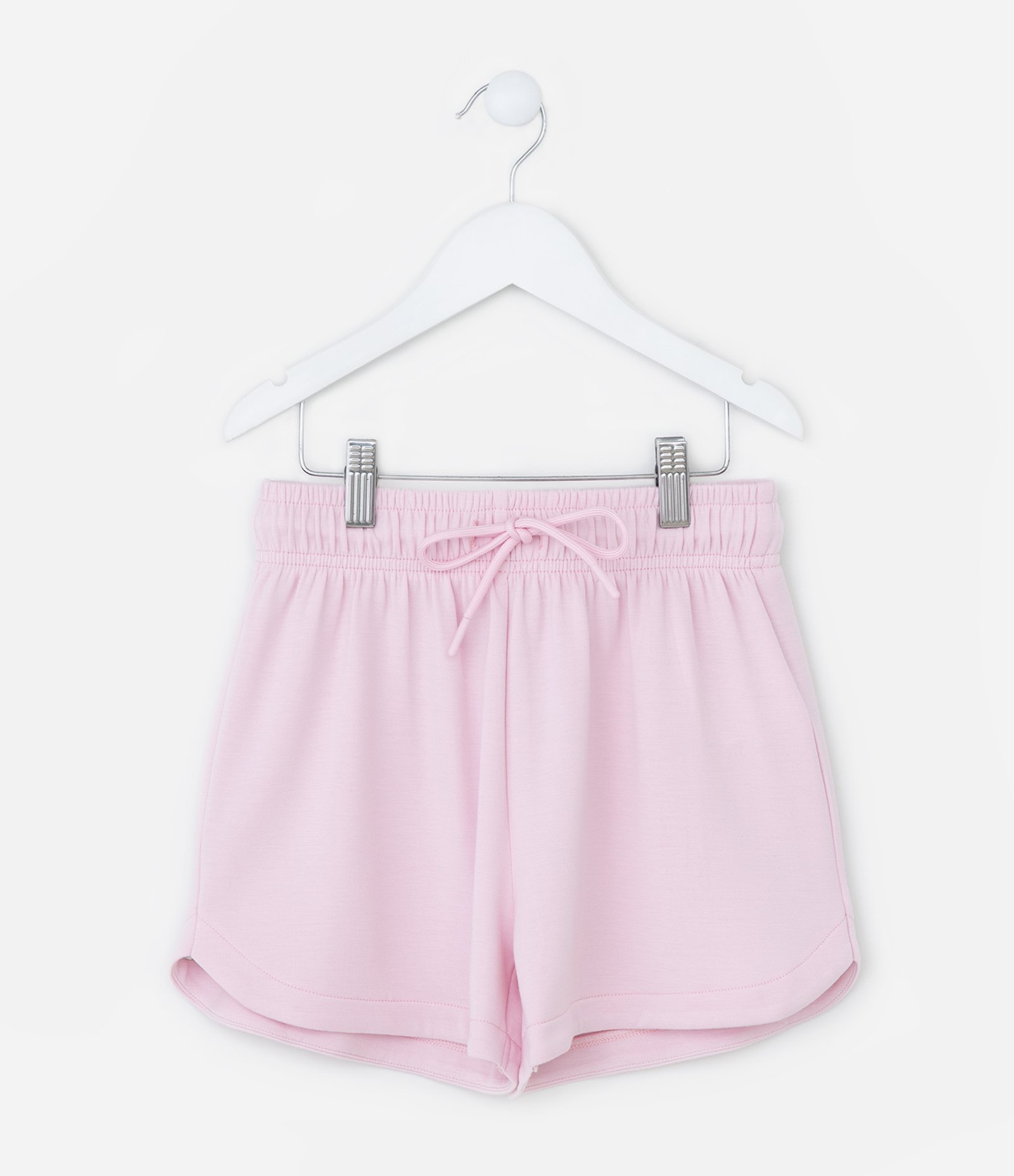 Short Infantil Runner em Moletinho sem Felpa com Amarração Tam - 5 a 14 Anos Rosa 1