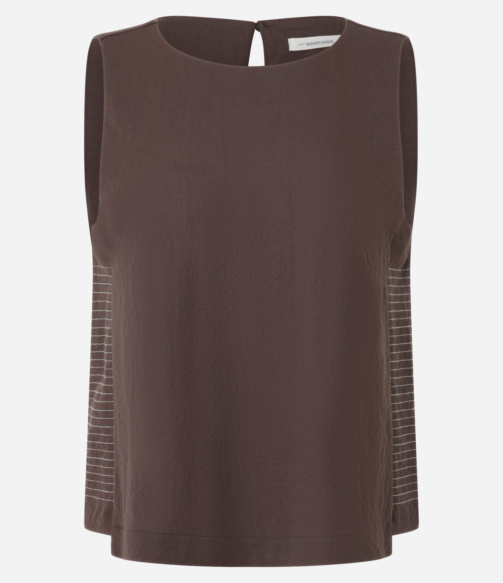 Blusa Curta sem Manga com Detalhe Listrado Marrom 1