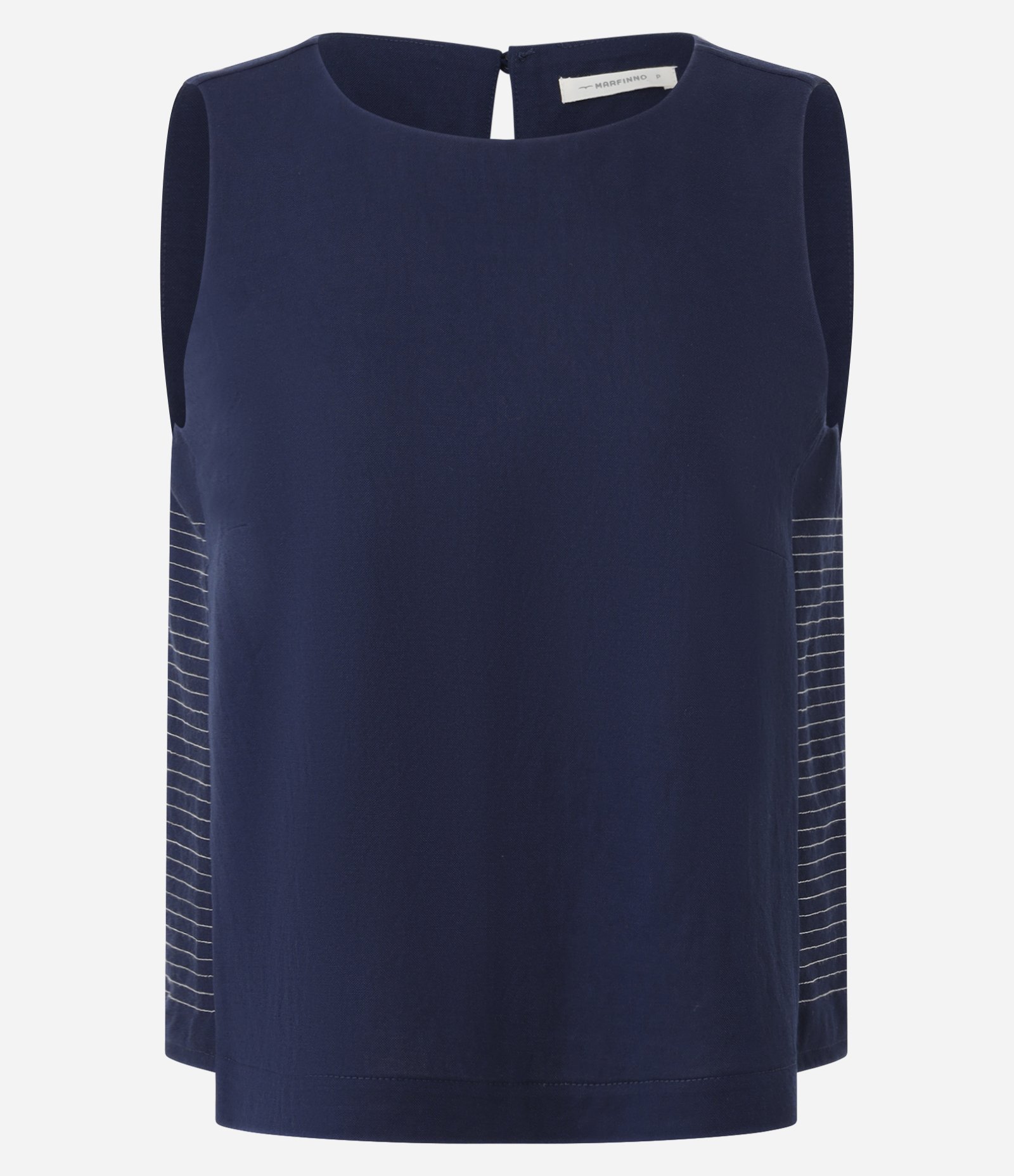 Blusa Curta sem Manga com Detalhe Listrado Azul 1