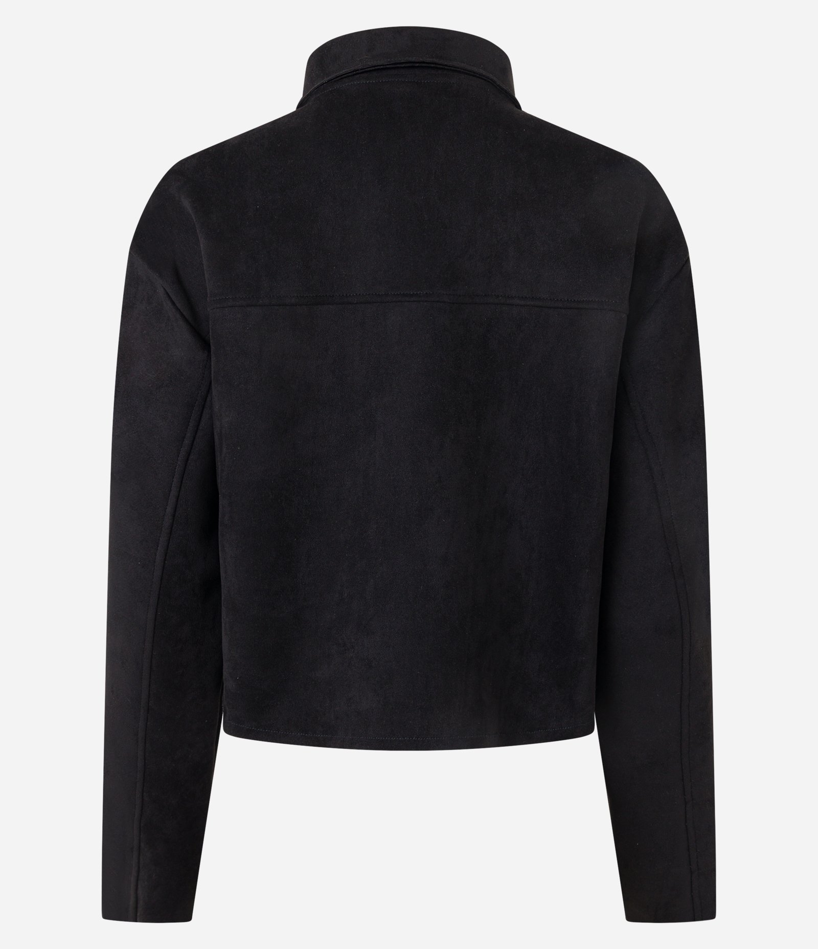 Jaqueta em Suedine com Gola de Lapela e Bolsos Fake Preto 3