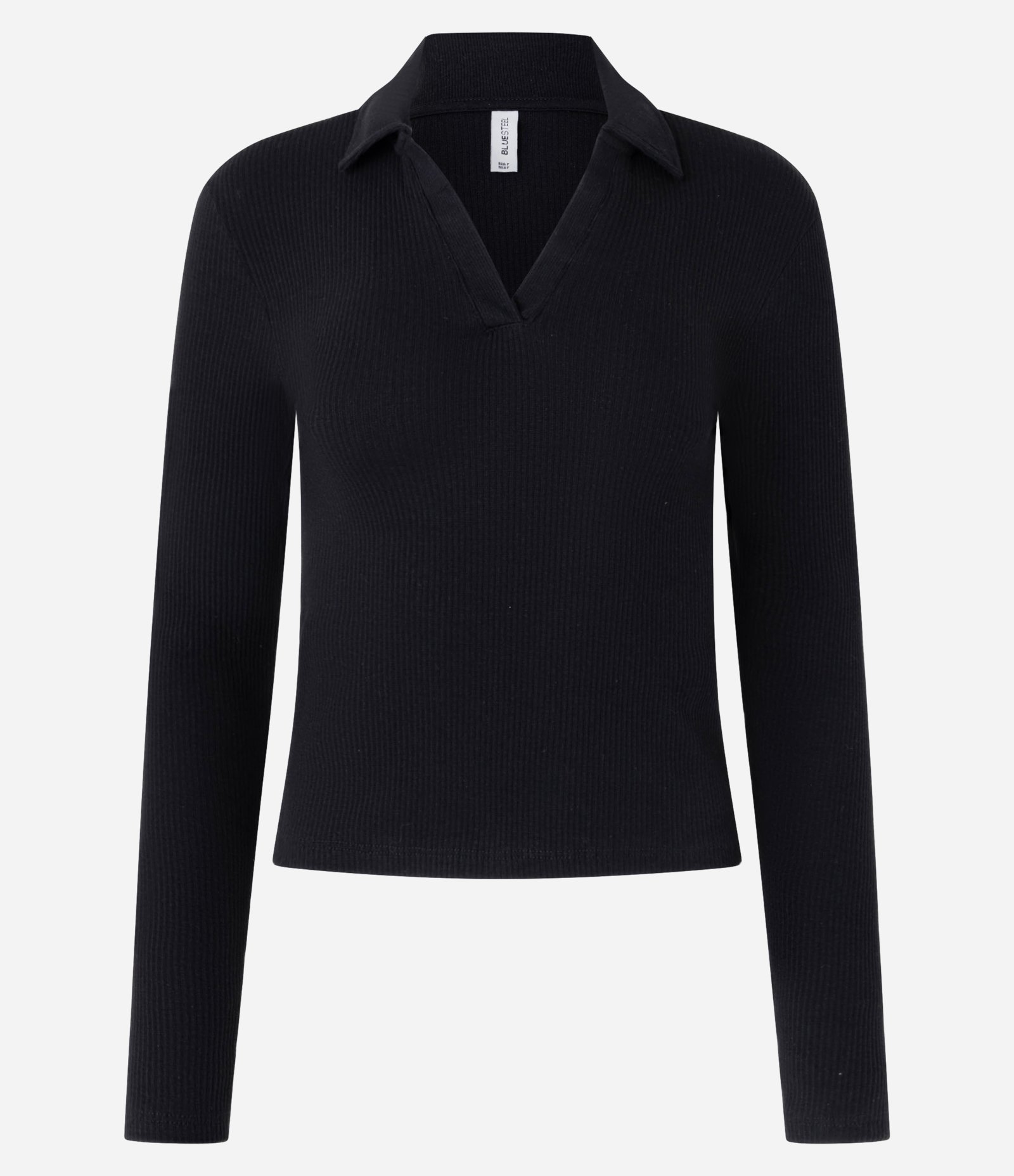 Blusa em Ribana com Gola Polo Preto 1