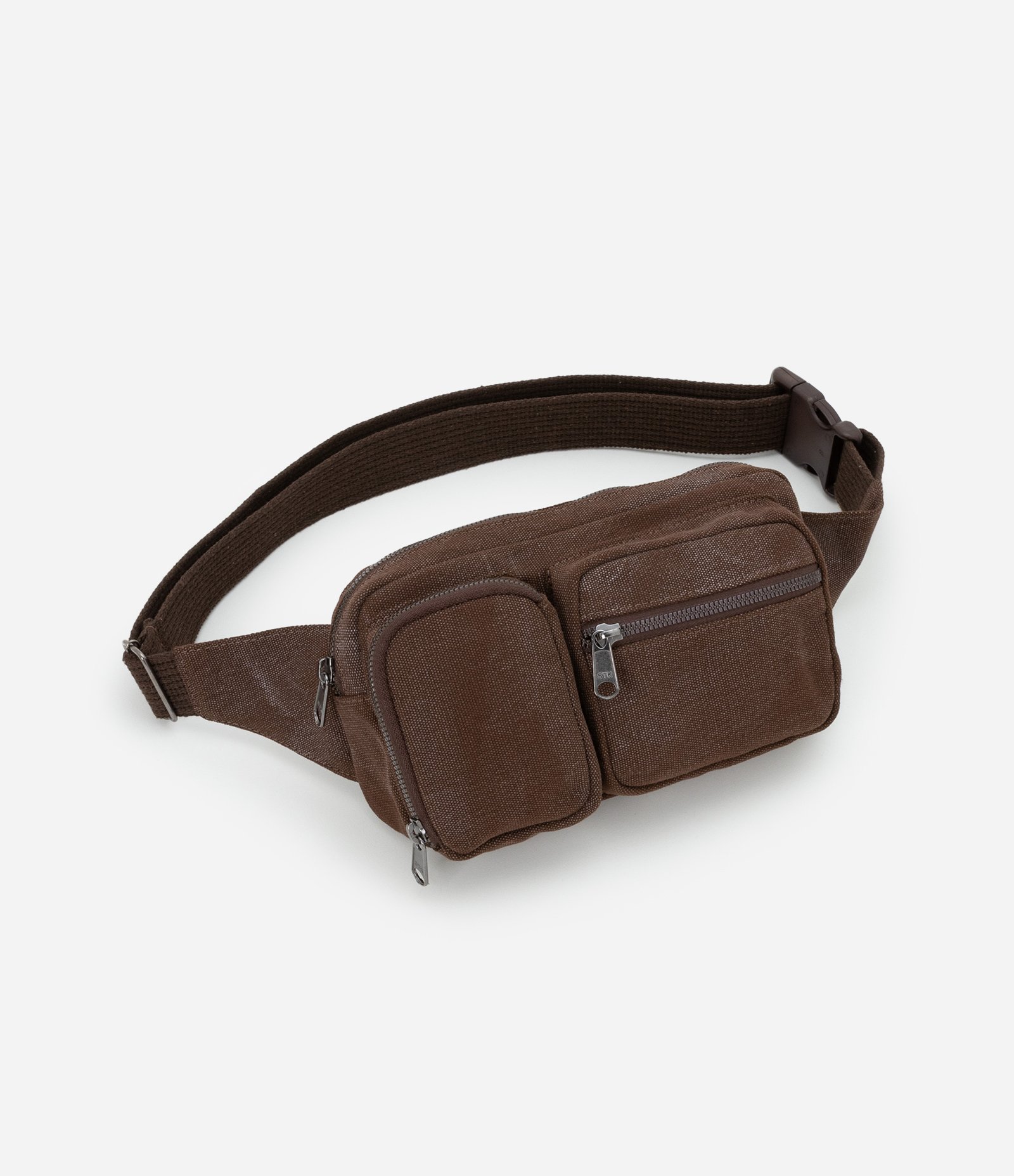 Pochete em Cotton com Bolsos e Efeito Estonado Marrom 1