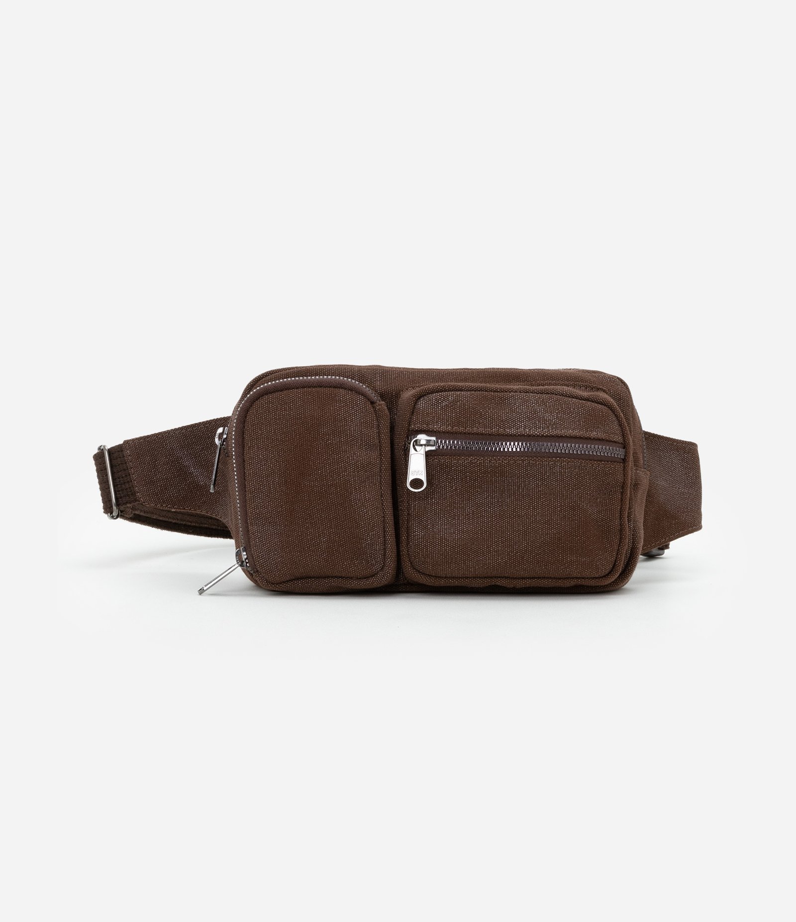 Pochete em Cotton com Bolsos e Efeito Estonado Marrom 5