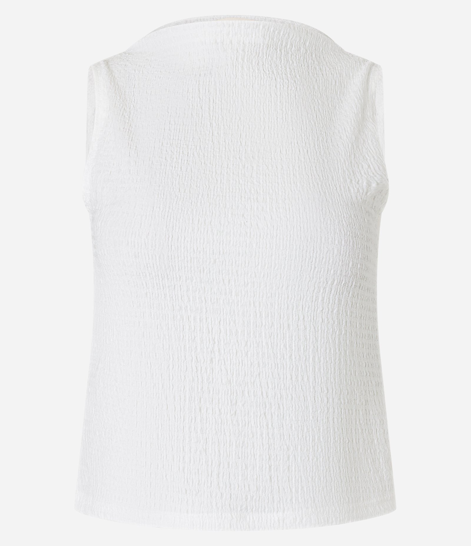 Blusa sem Manga com Gola Alta Cruzada e Textura Branco 4
