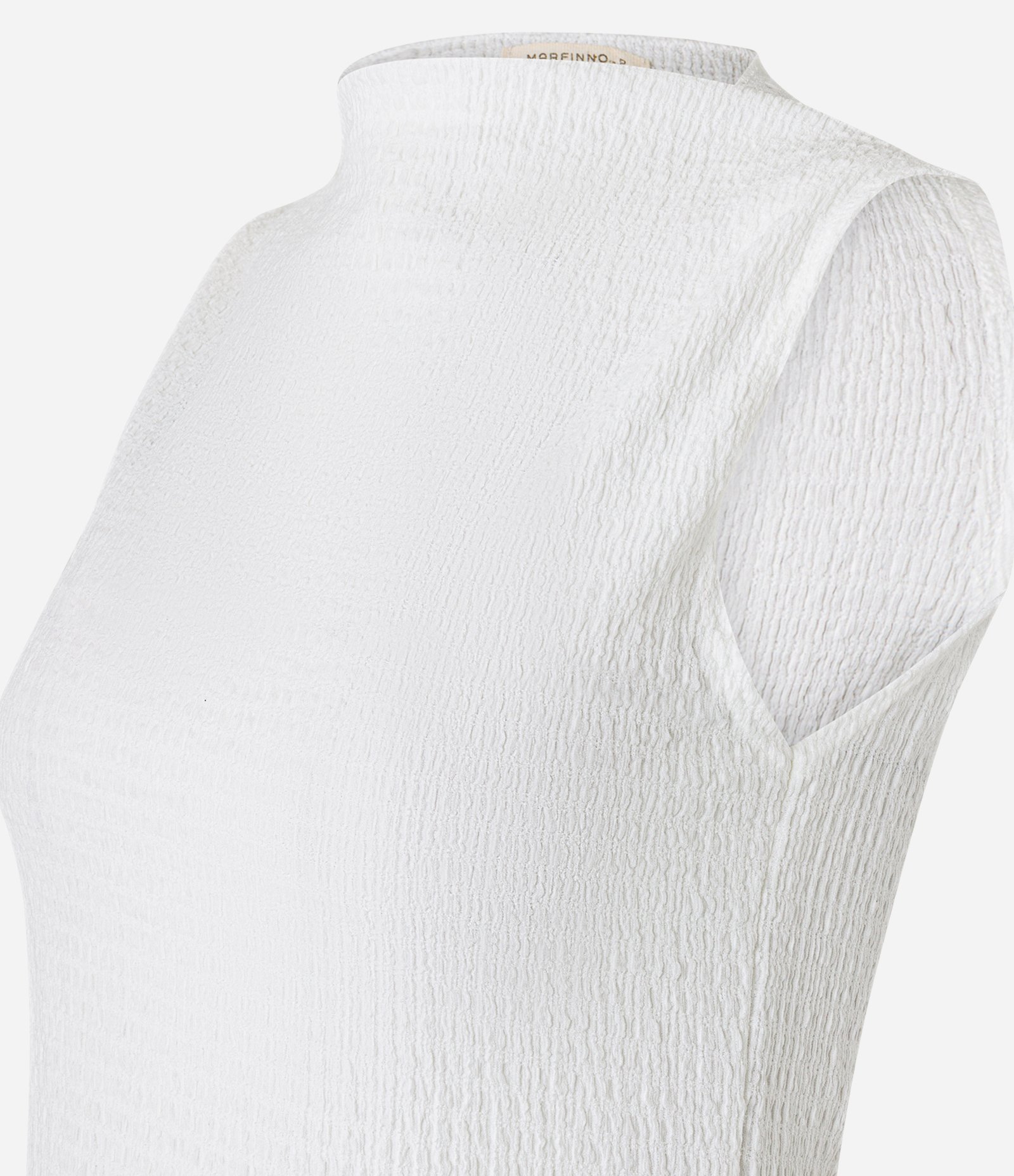 Blusa sem Manga com Gola Alta Cruzada e Textura Branco 5