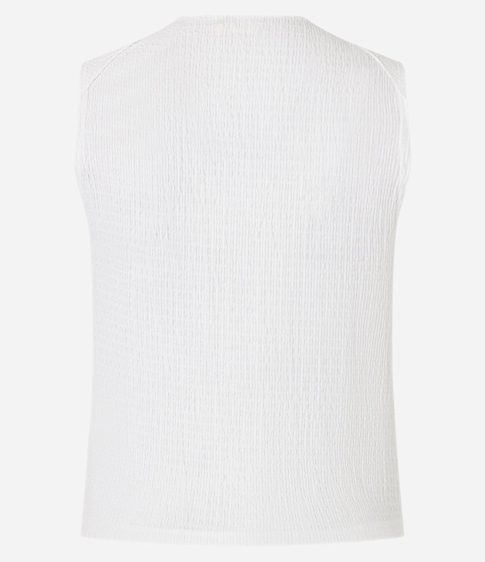 Blusa sem Manga com Gola Alta Cruzada e Textura Branco 6