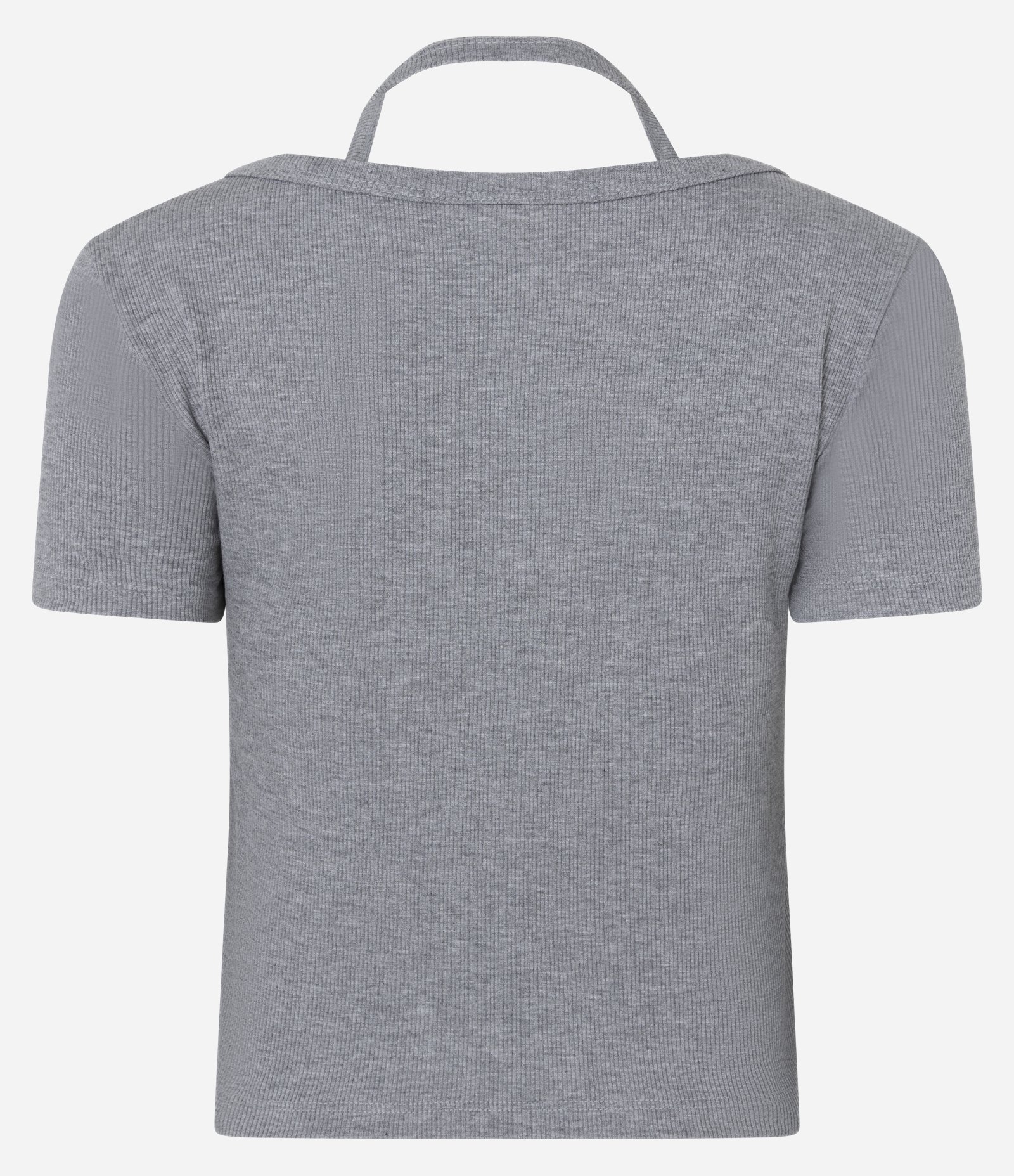 Blusa em Ribana com Sobreposição e Abotoamento Frontal Cinza 6