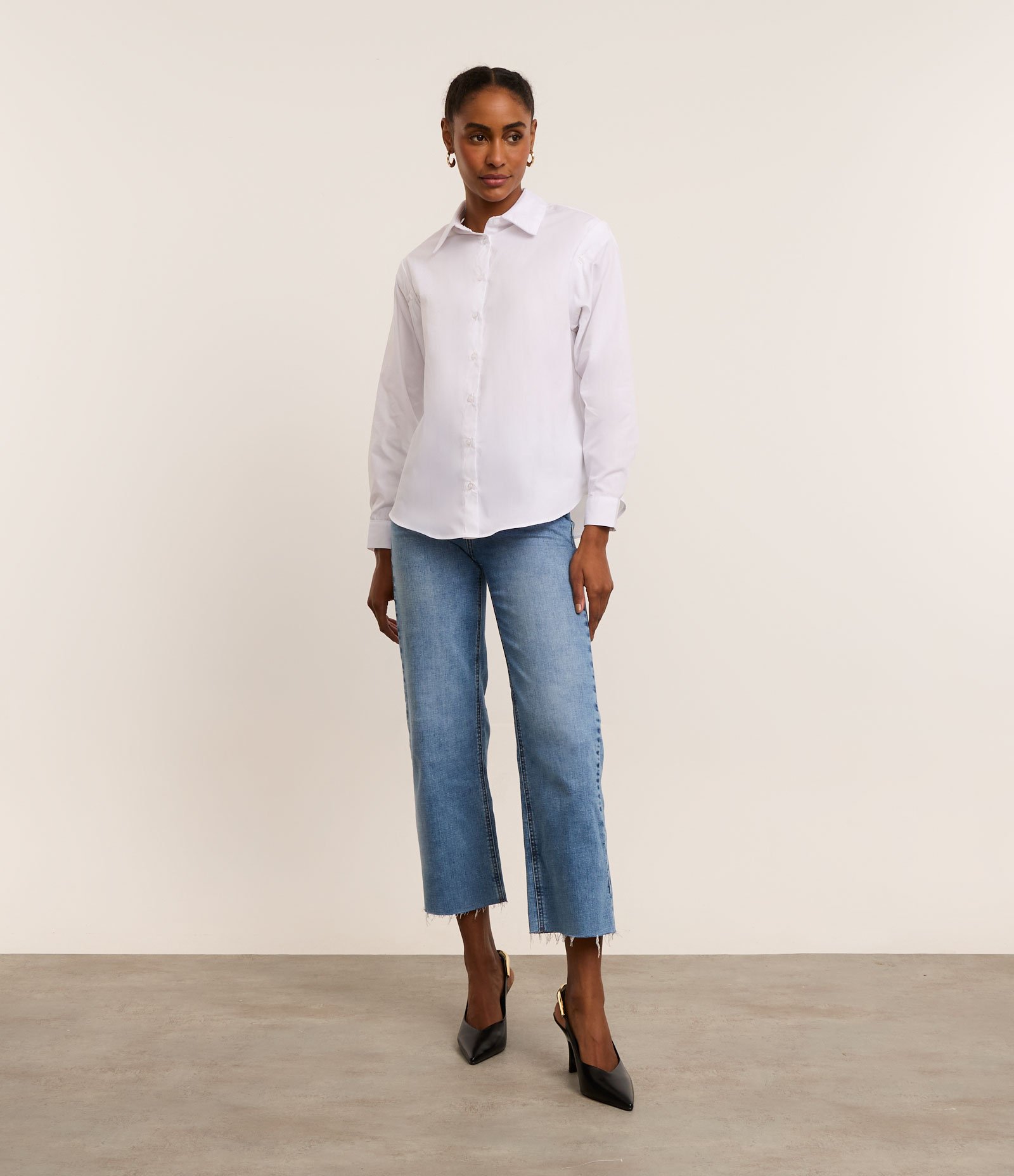 Camisa em Tricoline com Manga Removível Branco 3