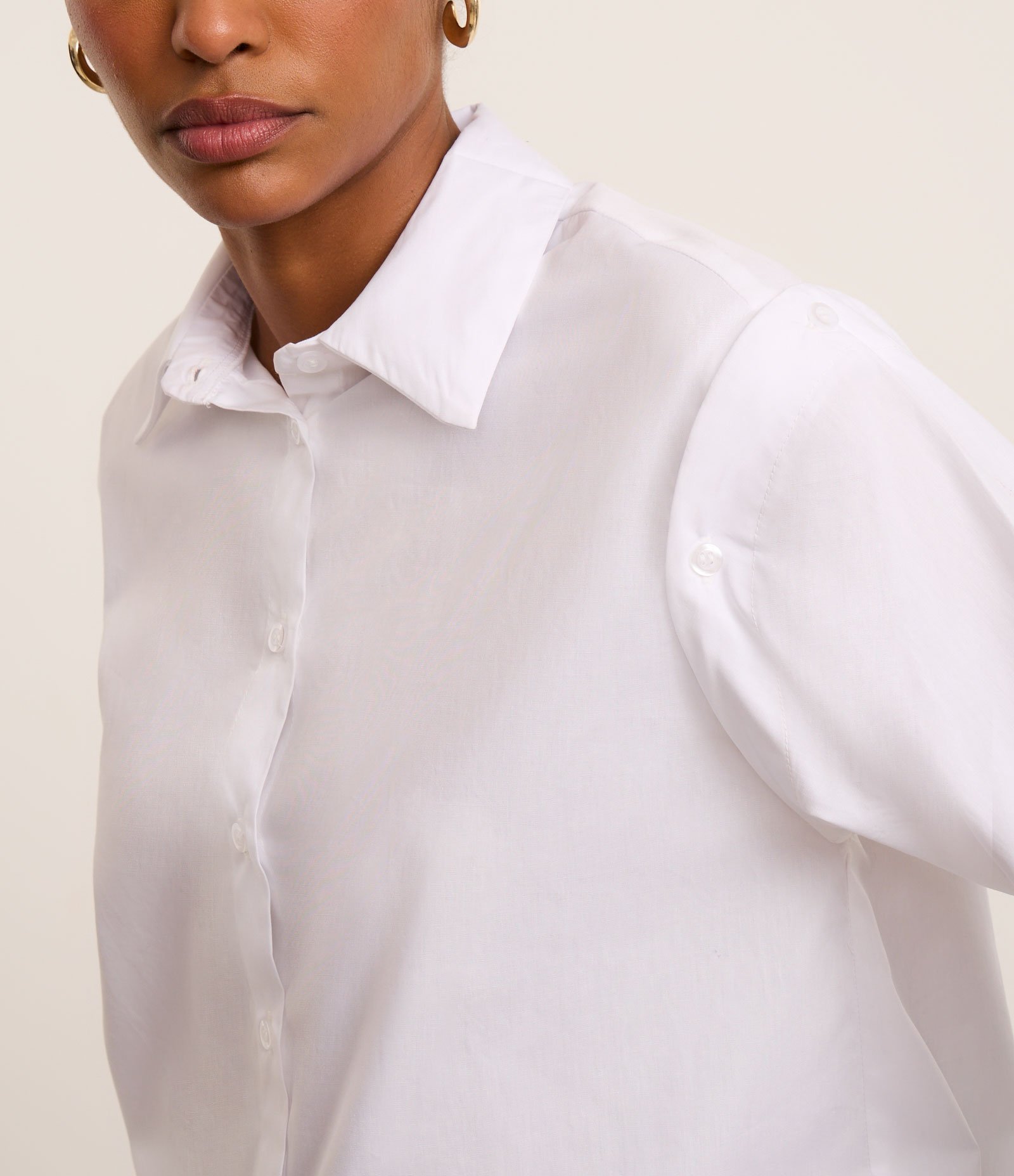 Camisa em Tricoline com Manga Removível Branco 4