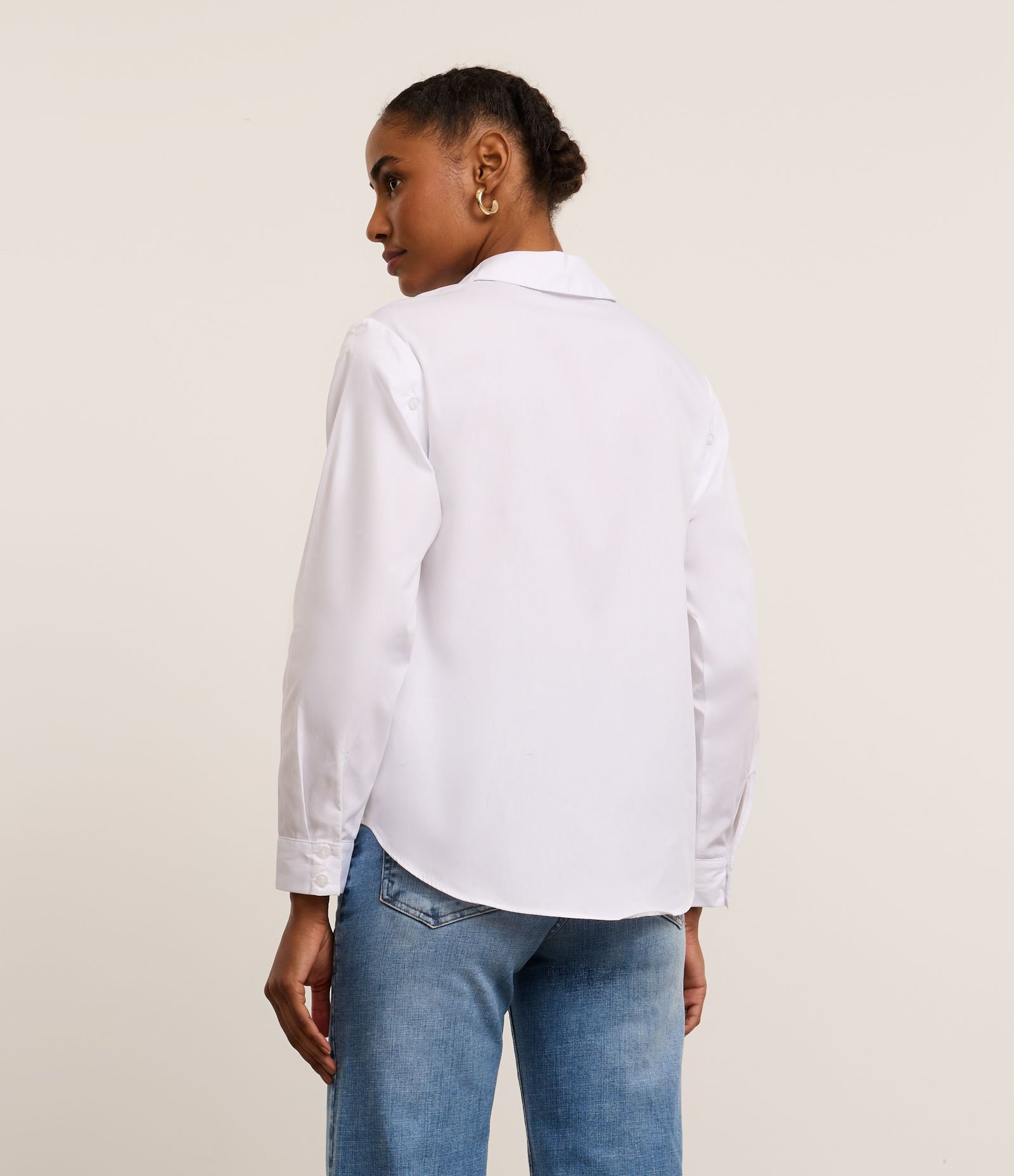 Camisa em Tricoline com Manga Removível Branco 5
