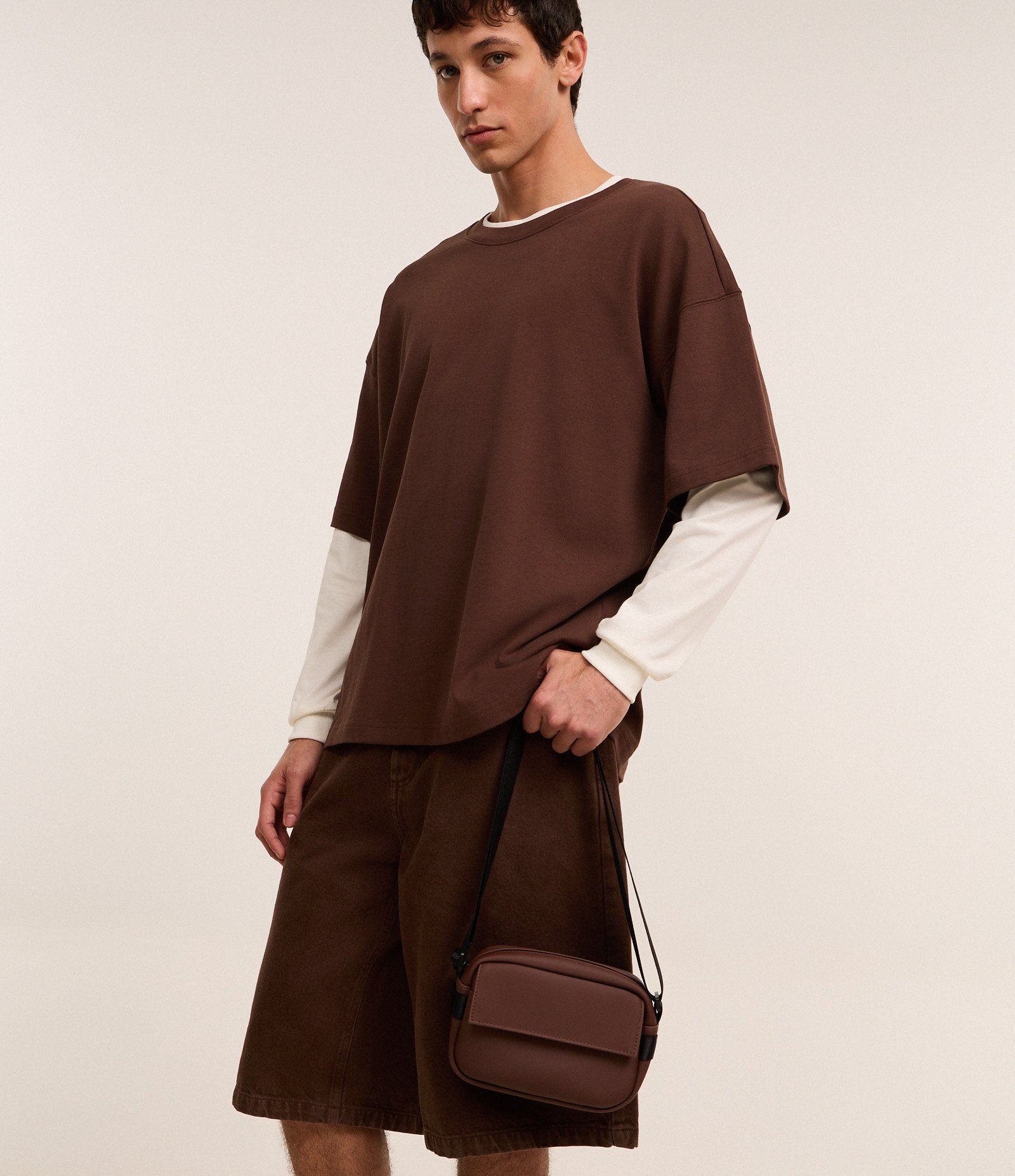 Bolsa Shoulder em Pu com Bolso Marrom 8