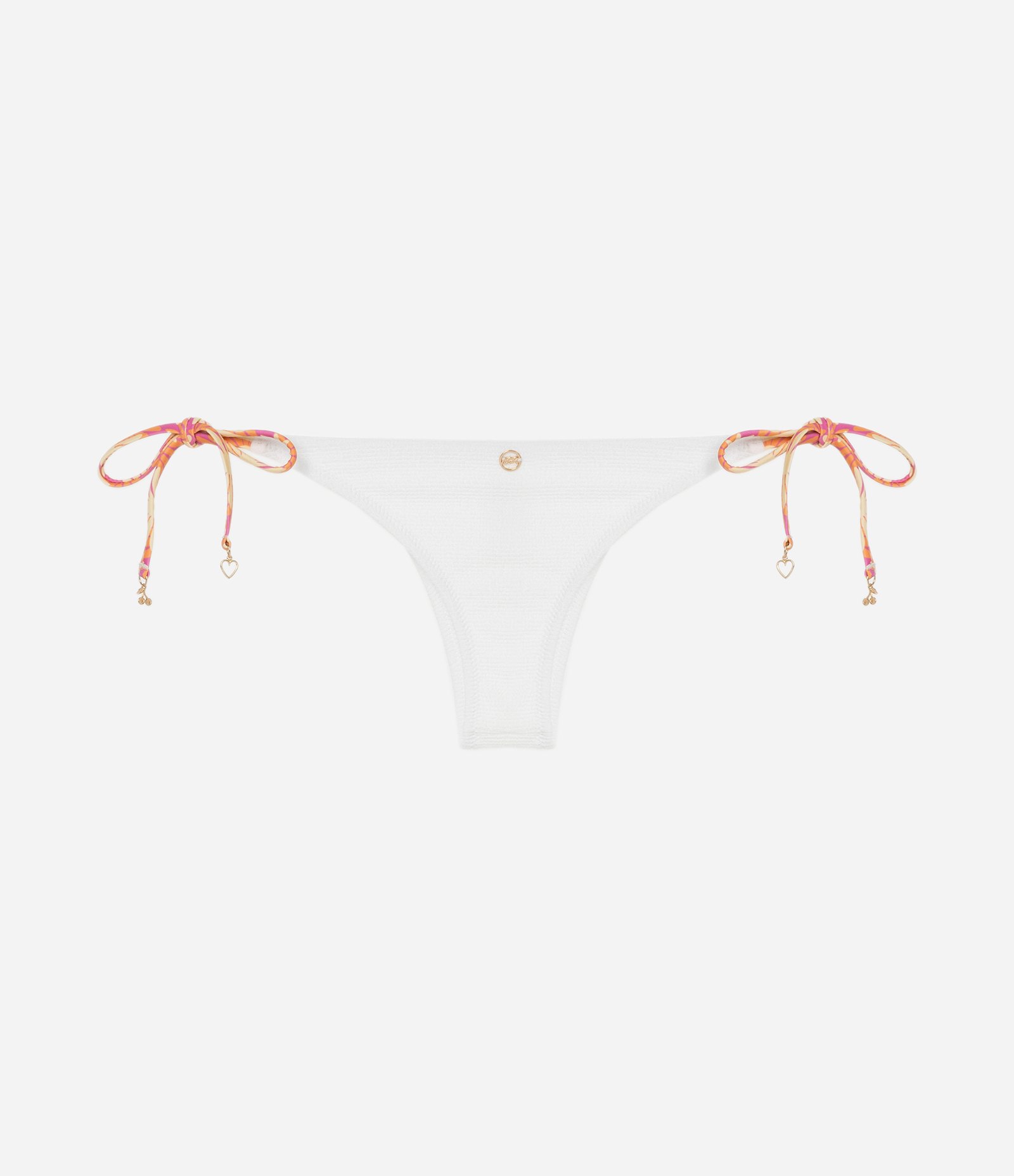 Biquíni Calcinha Lacinho em Microfibra Texturizada com Lateral Estampada Branco 2