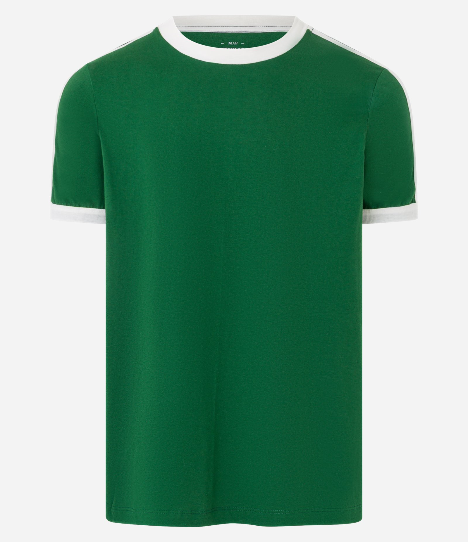 Camiseta Regular em Algodão com Listras nos Ombros Verde 6
