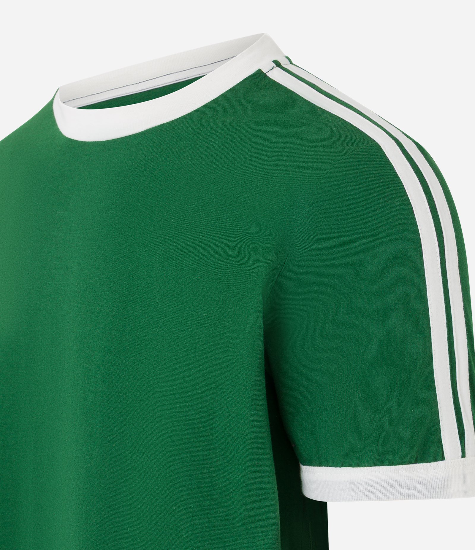 Camiseta Regular em Algodão com Listras nos Ombros Verde 7