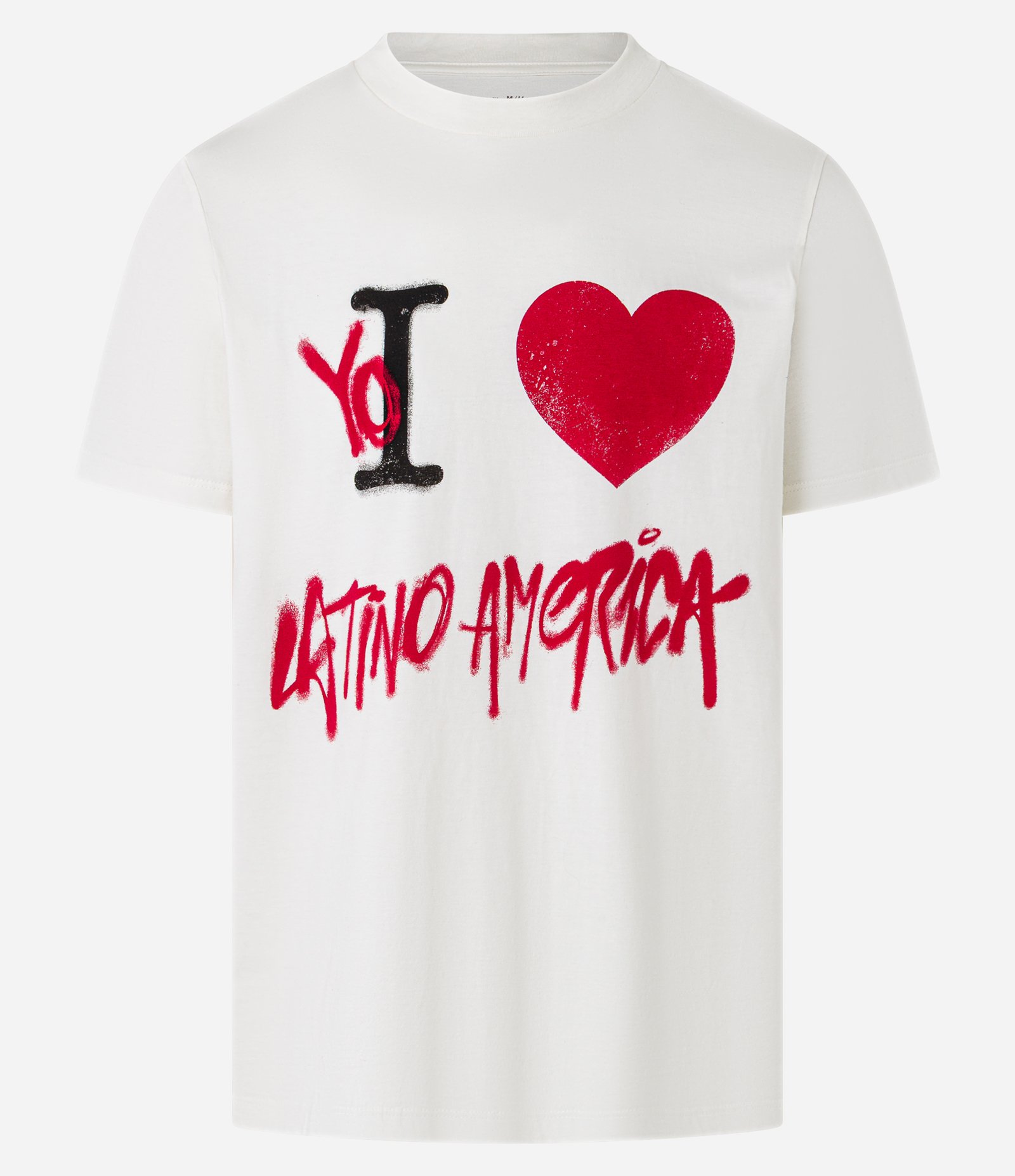 Camiseta Regular em Algodão com Estampa de Coração e Escrita Estilo Grafite Branco 7