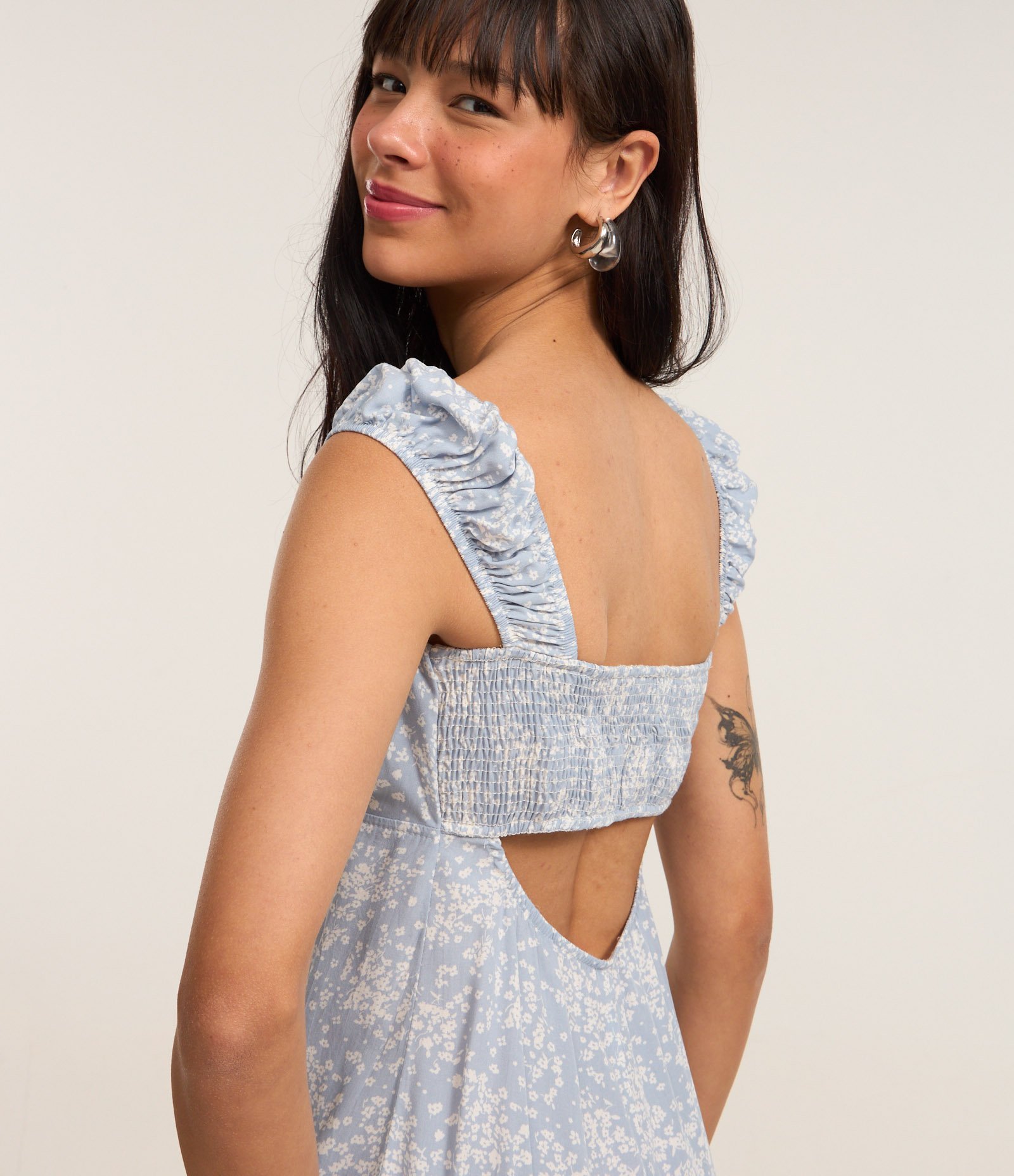 Vestido New Midi em Chalis Floral Liberty Azul 3