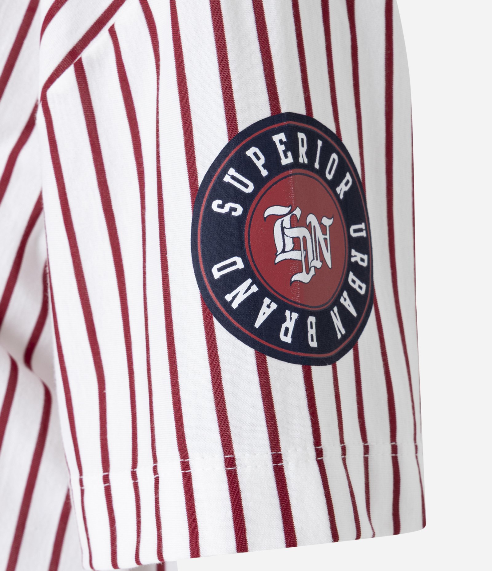 Camiseta Boxy com Estampa Listrada Branco/Vermelho 6