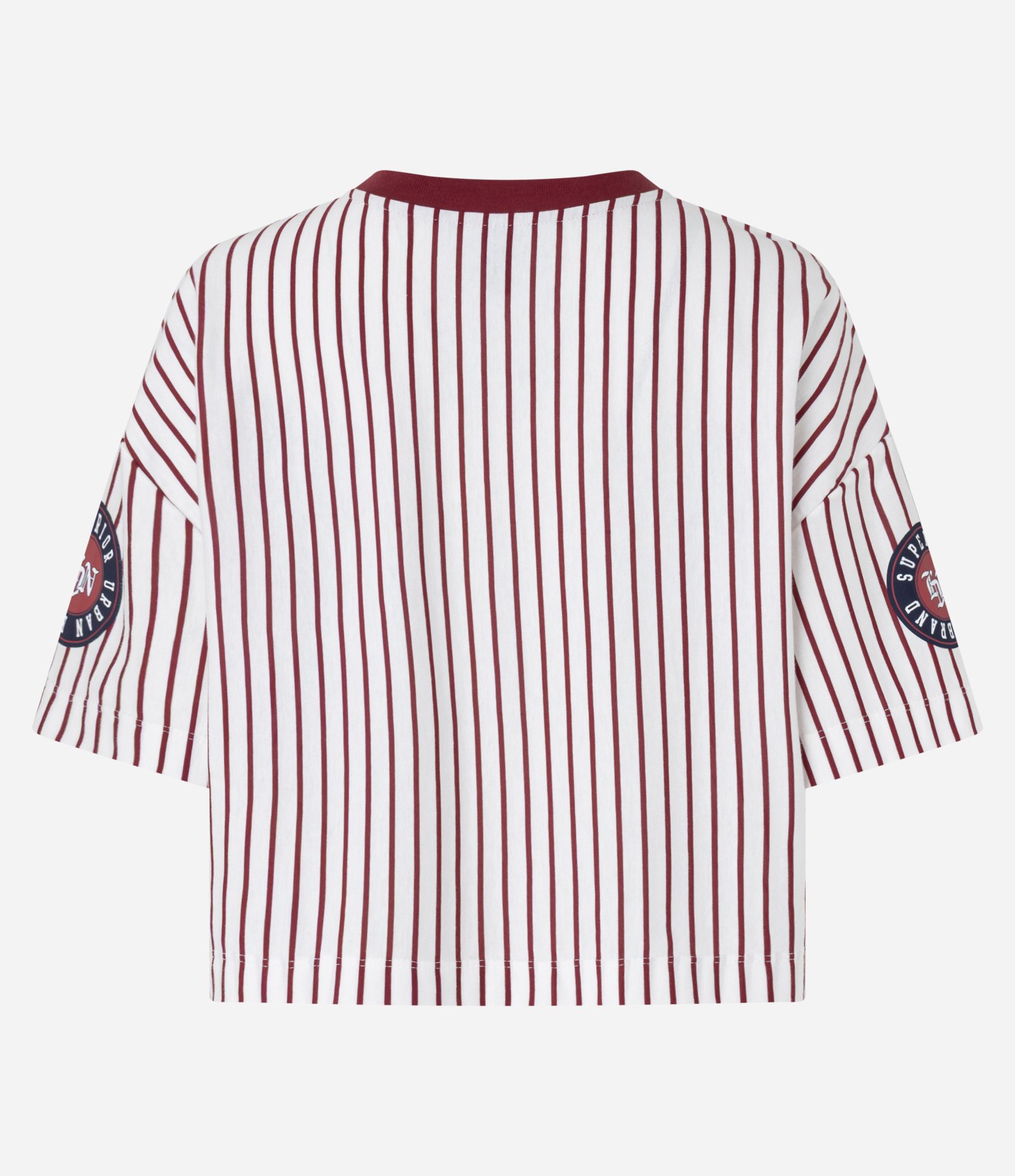 Camiseta Boxy com Estampa Listrada Branco/Vermelho 7