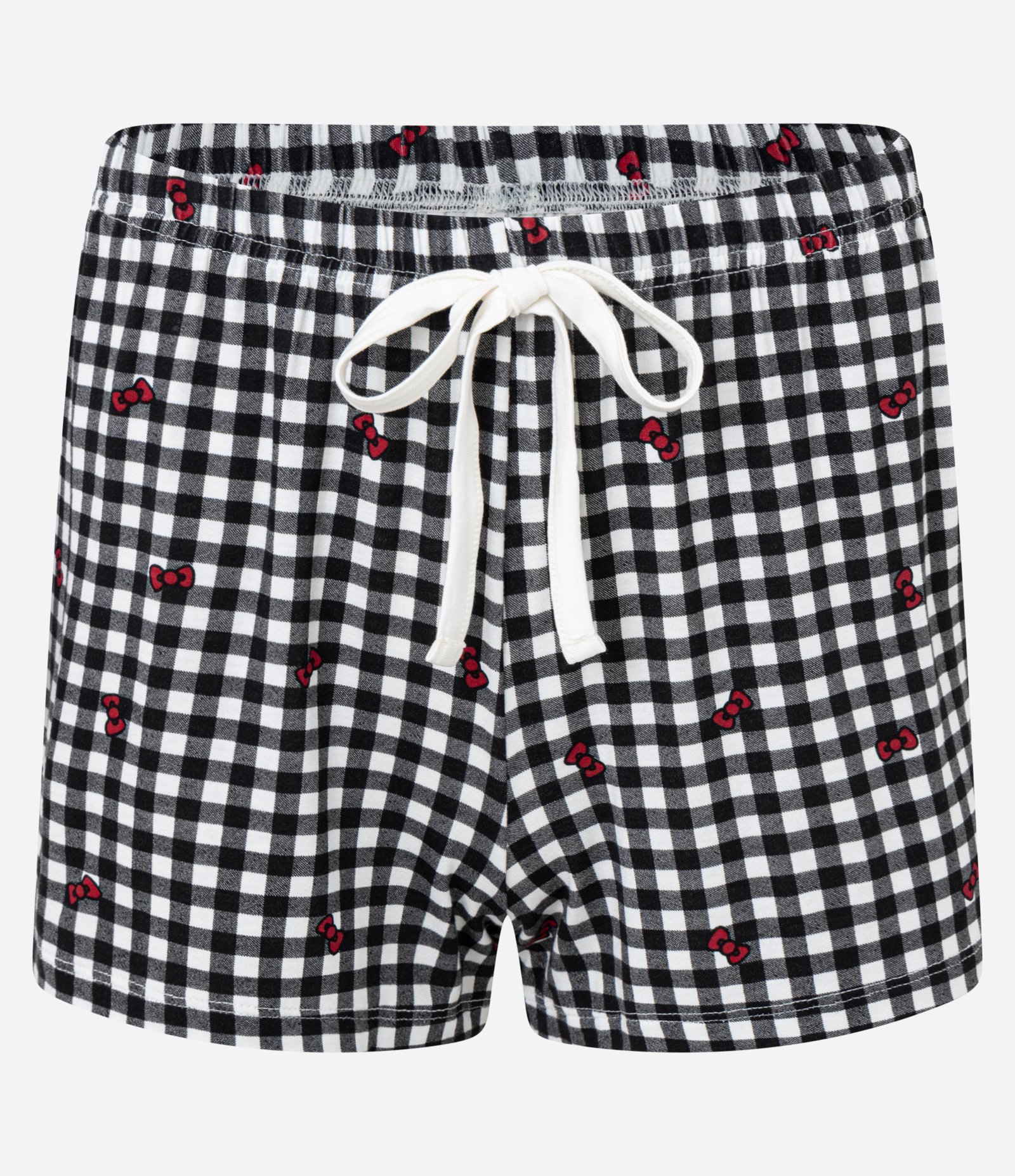 Pijama Short Doll em Viscose com Estampa Hello Kitty e Short Xadrez Branco 6