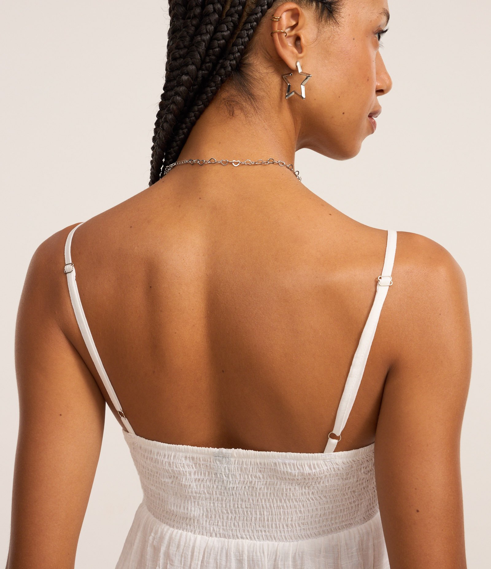 Blusa em Viscose Slub com Decote V e Babados Branco 4