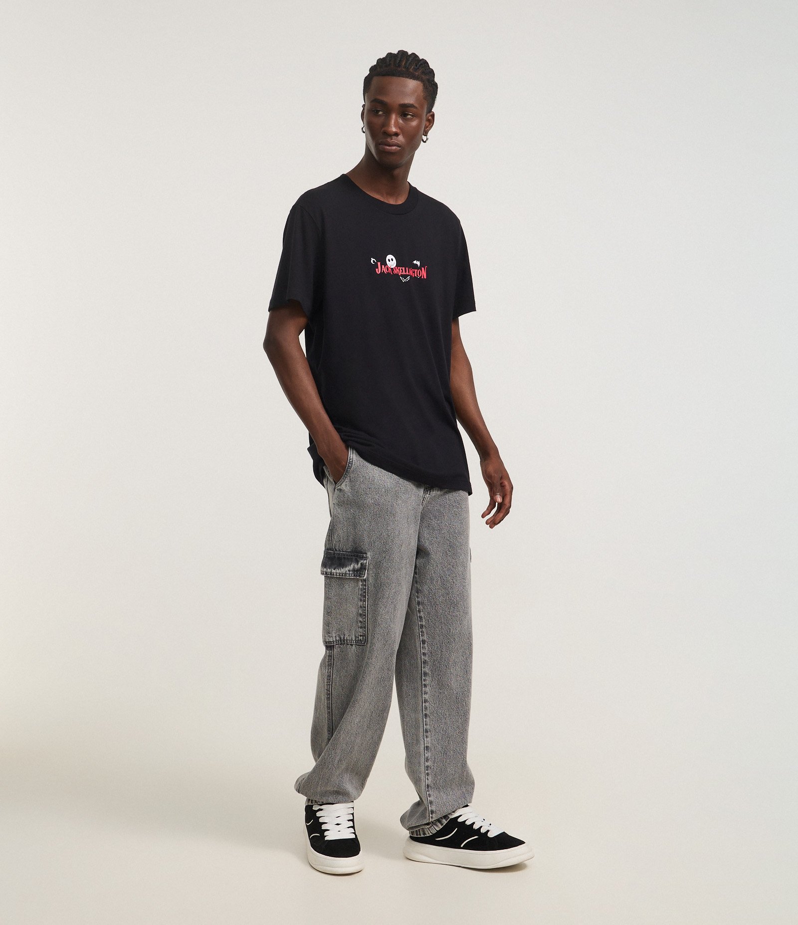 Camiseta Comfort em Algodão com Estampa Jack Skellington Preto 3