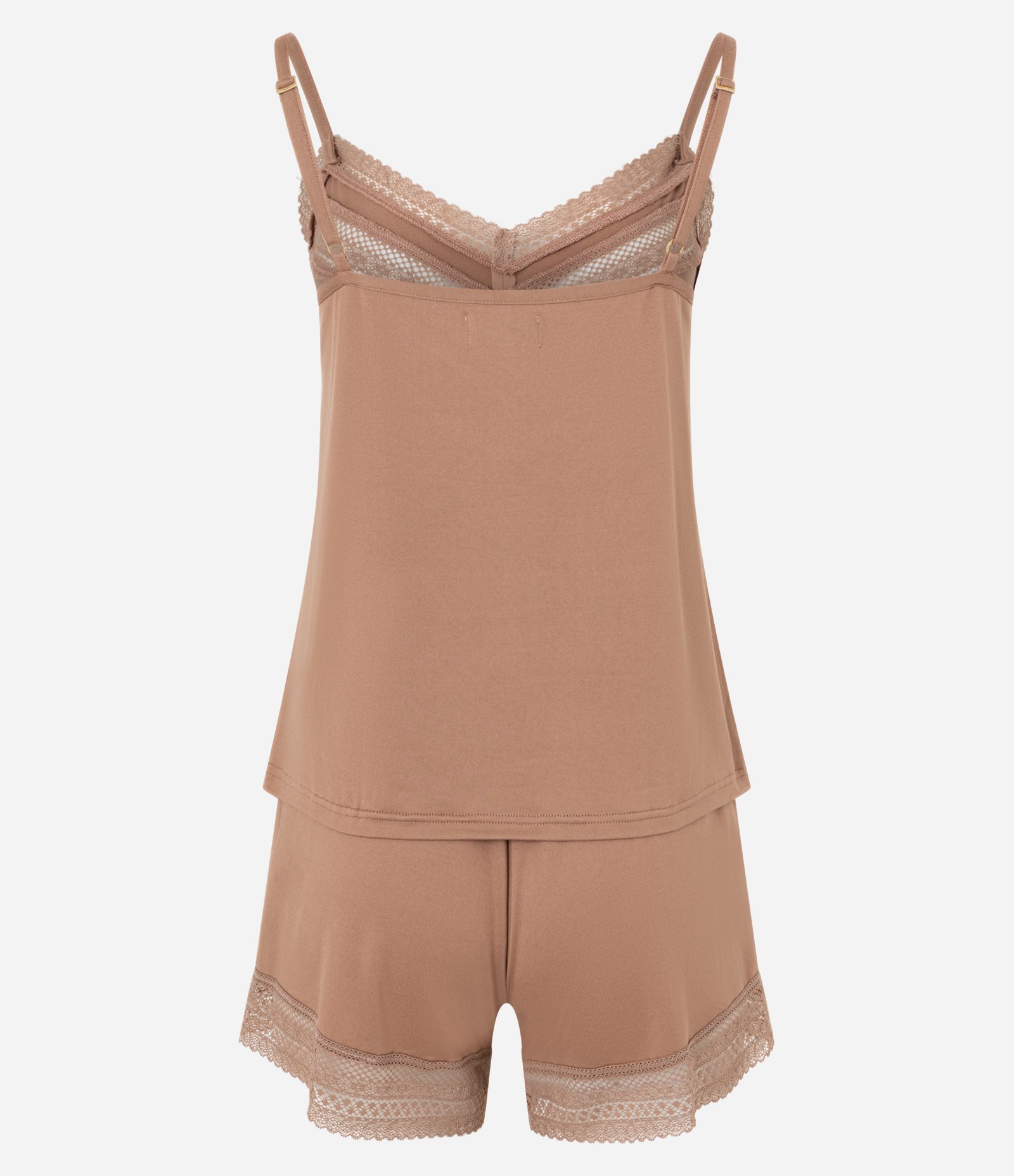 Pijama Short Doll com Alcinha e Detalhe em Renda Bege 3