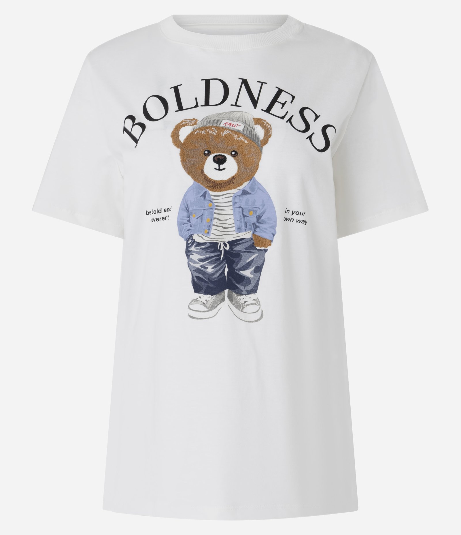 Camiseta T-shirt em Algodão com Estampa Bordada de Urso Branco 5