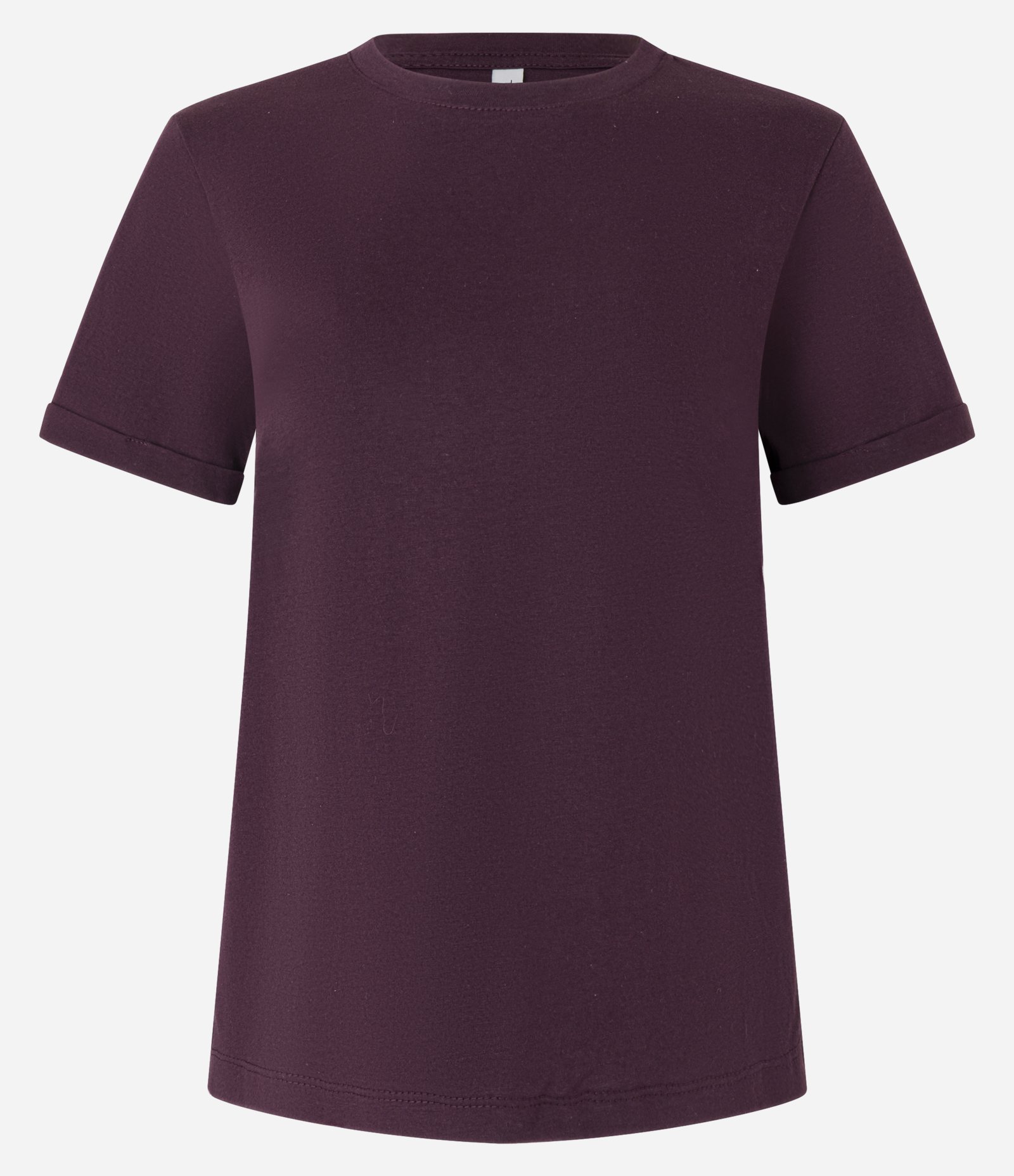 Camiseta Regular em Algodão com Manga Dobrada Bordô 4