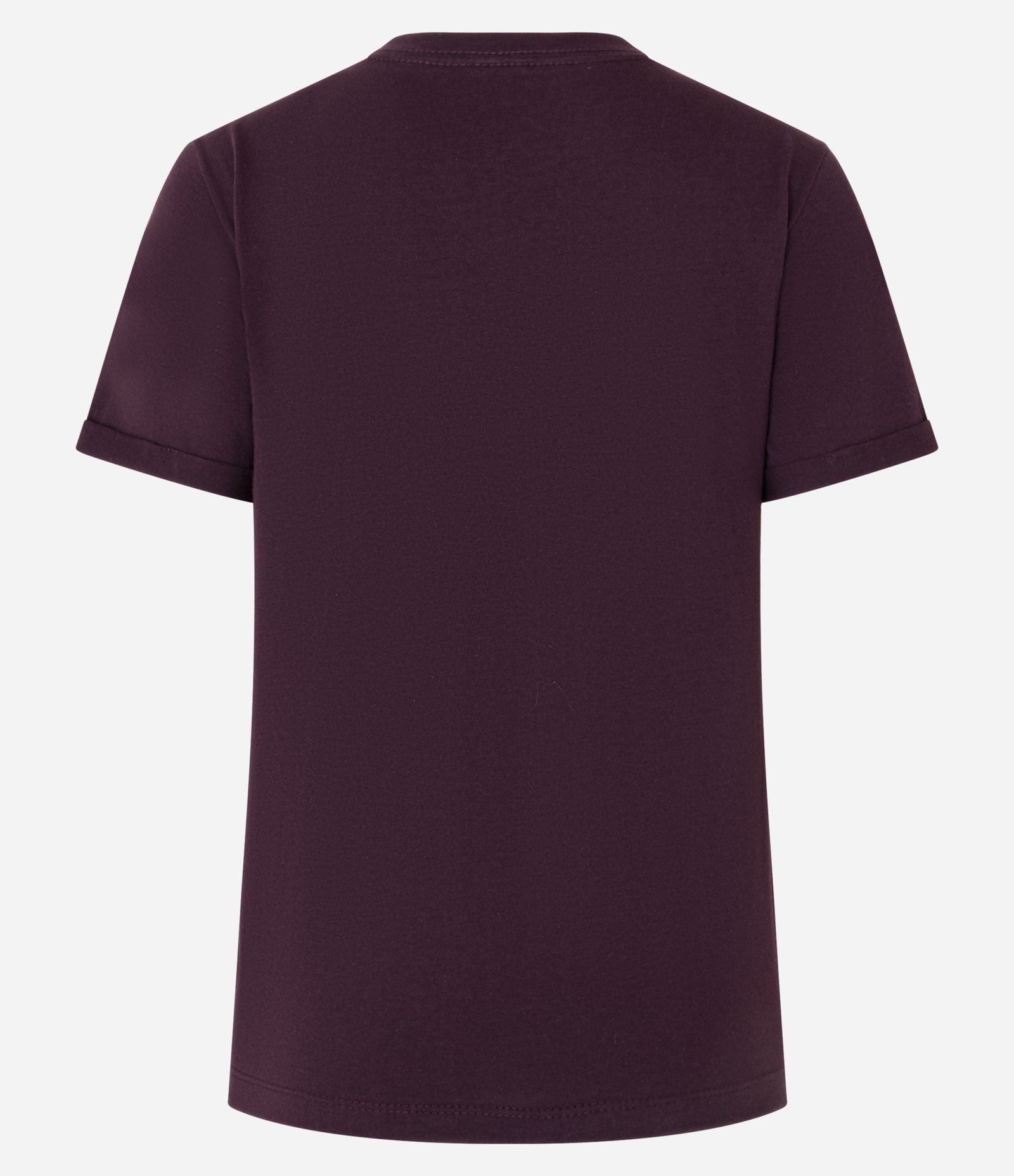 Camiseta Regular em Algodão com Manga Dobrada Bordô 5