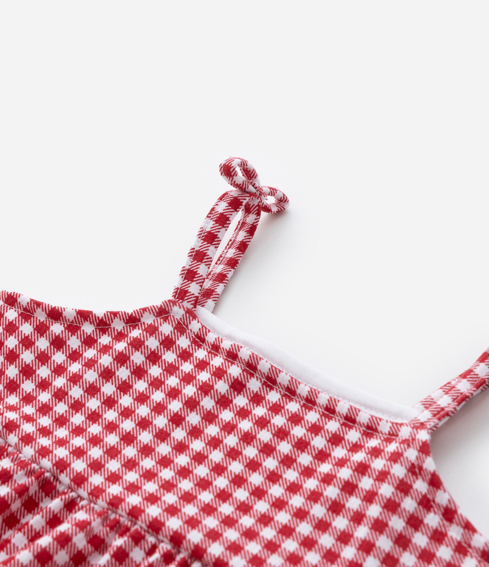 Vestido Infantil Xadrez Vichy com Blusa - Tam 0 a 18 Meses Vermelho 11