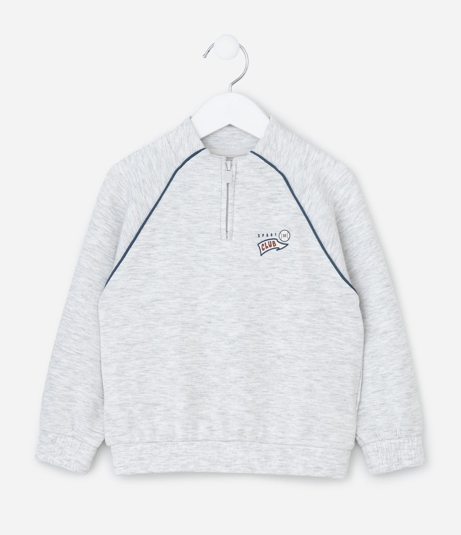 Casaco Infantil Com Meio Zíper E Estampa College - Tam 1 a 5 Anos Cinza 1