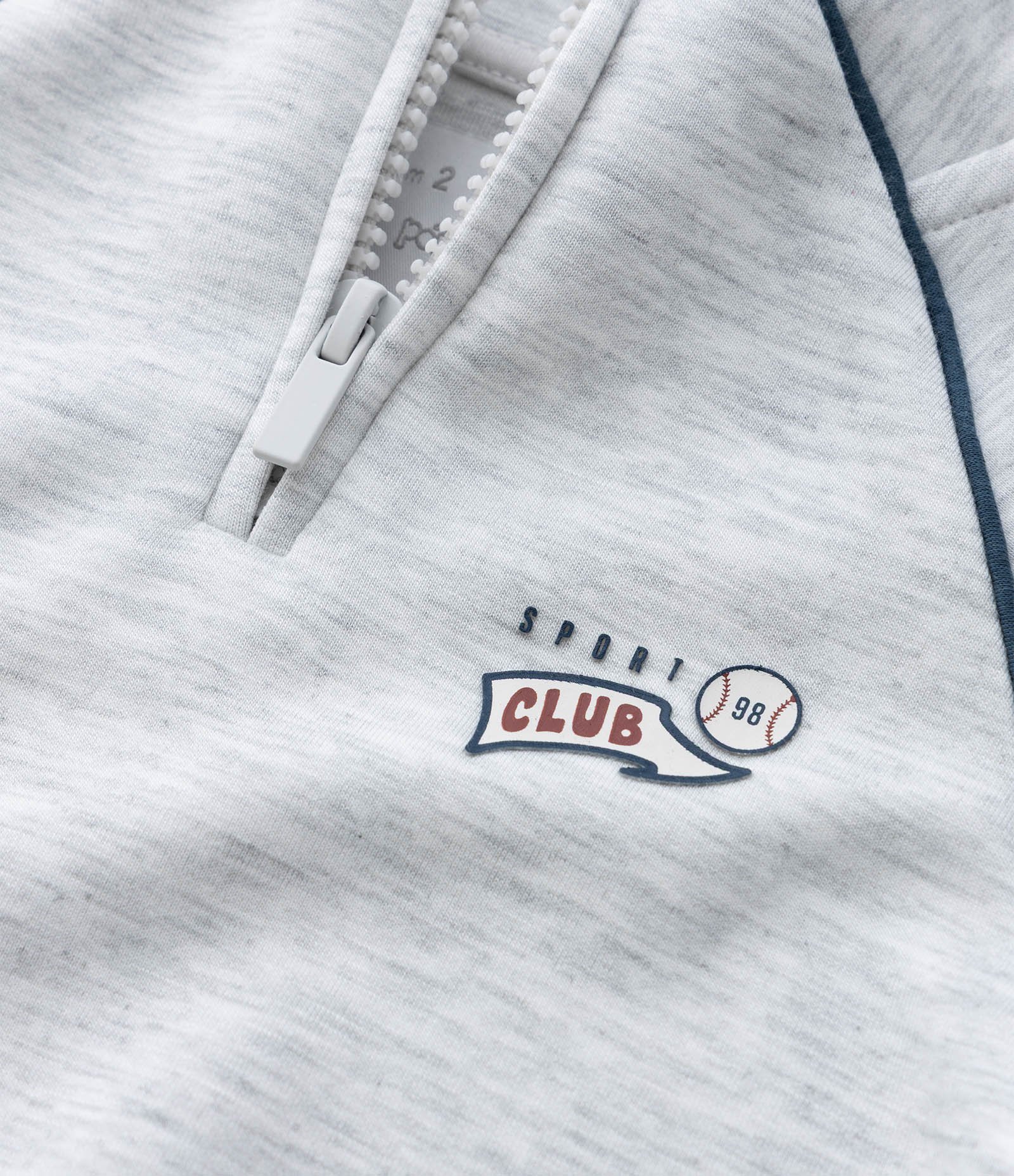 Casaco Infantil Com Meio Zíper E Estampa College - Tam 1 a 5 Anos Cinza 6