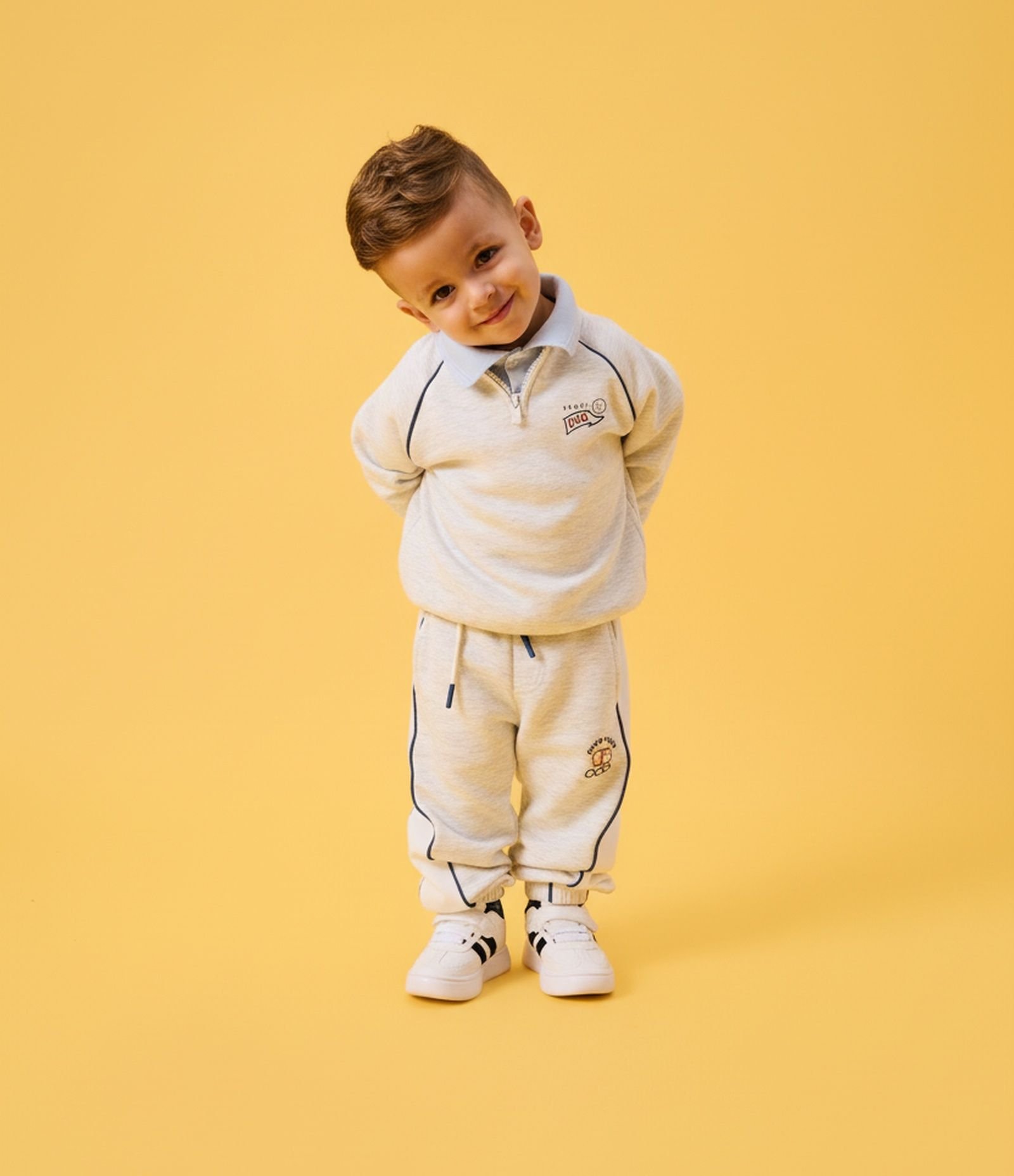 Calça Infantil College com Listra Lateral - Tam 1 a 6 Anos Cinza 1